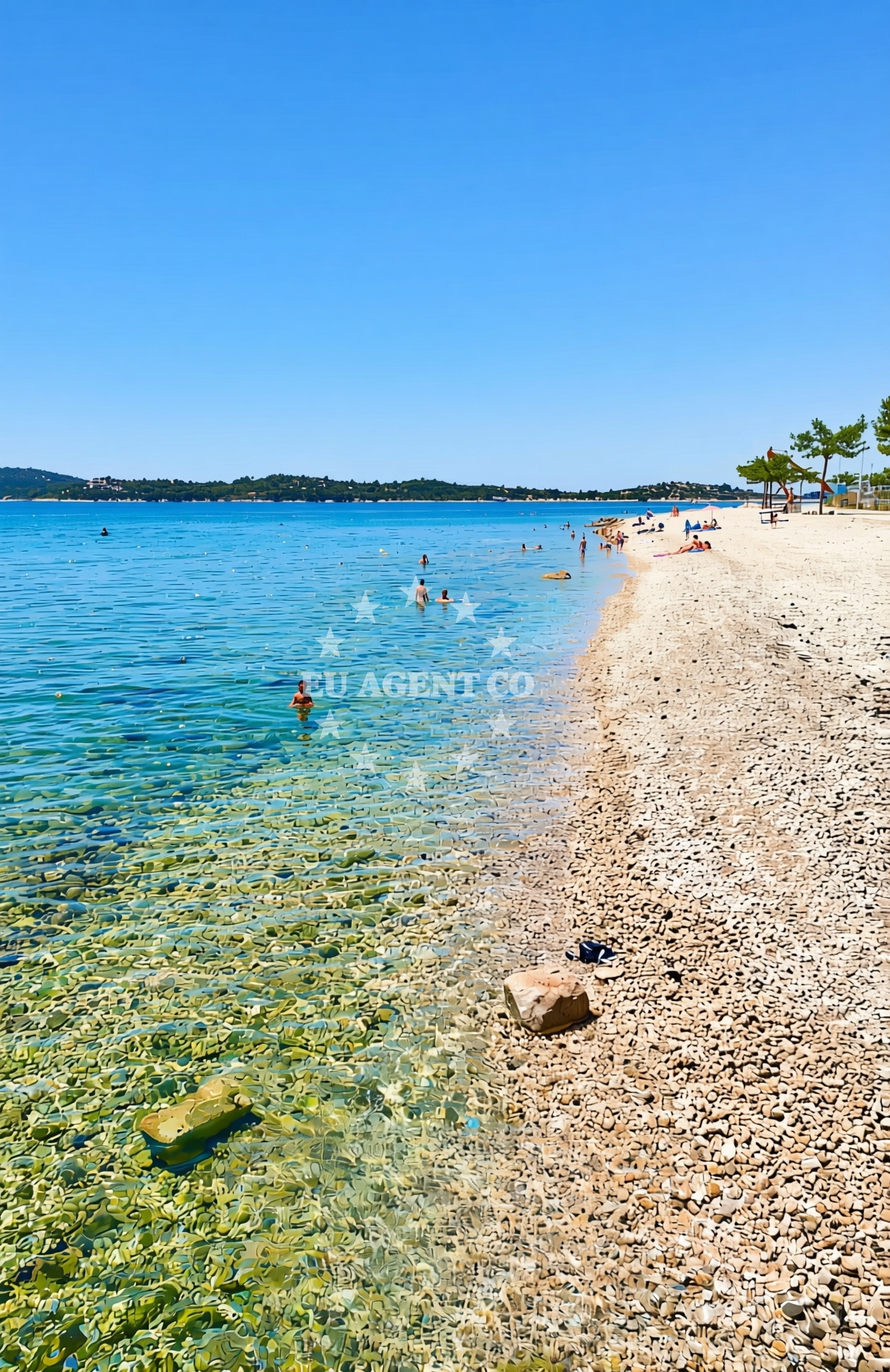 Sea and coastal view of Bristak, Vodice Beach in Bristak