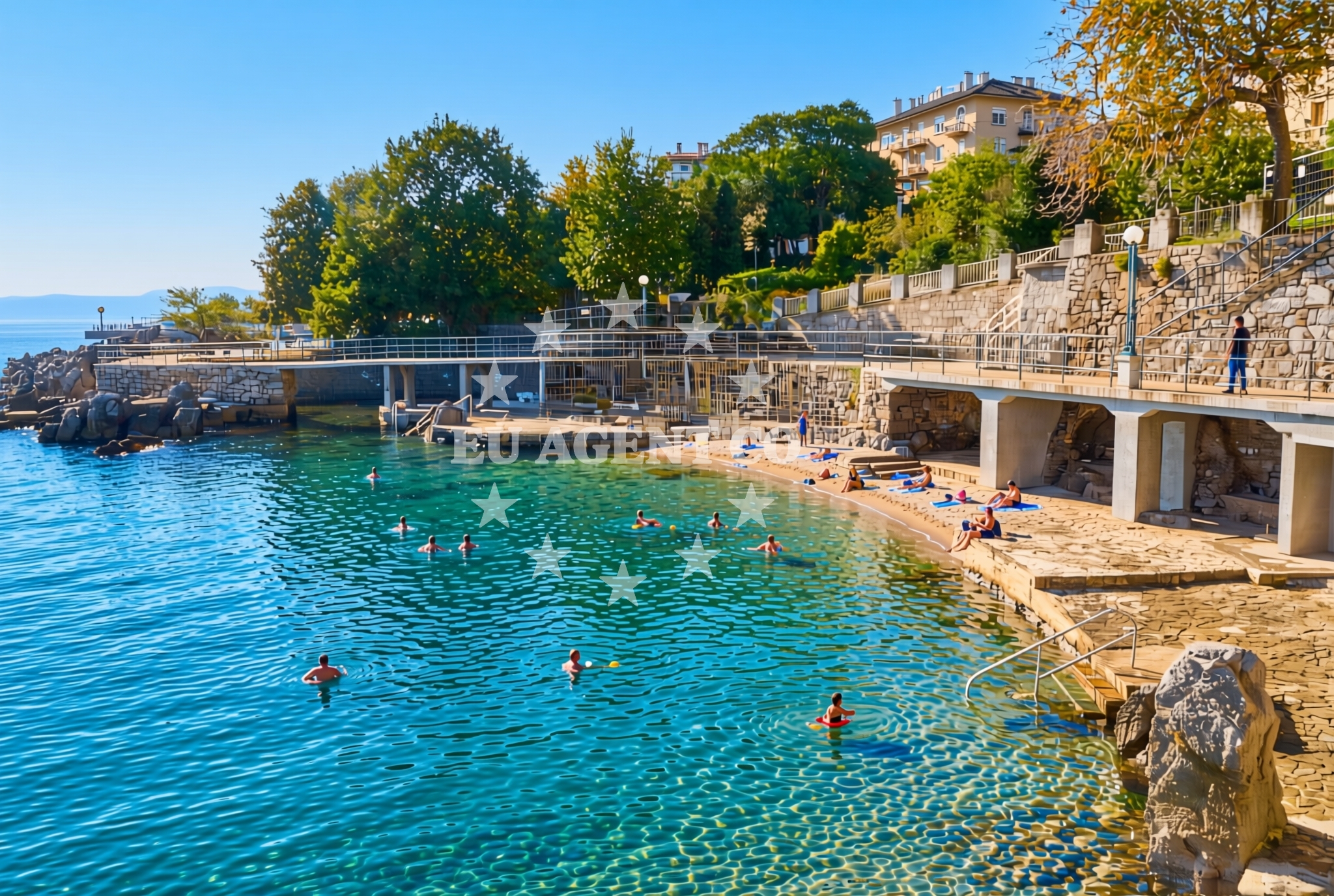 Shoreline and swimming area at Bristol, Lovran Beach in Bristol