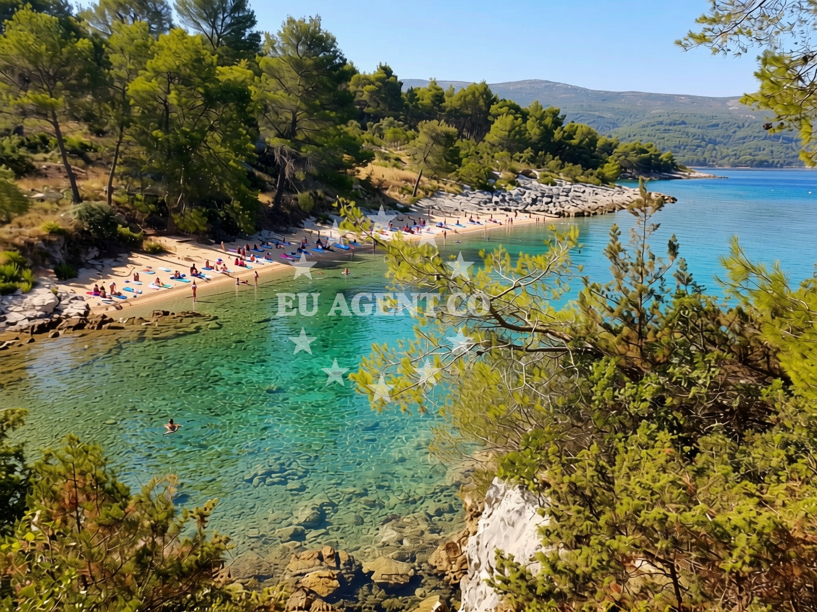 Sea and coastal view of Brizenica Bay in , Stari Grad