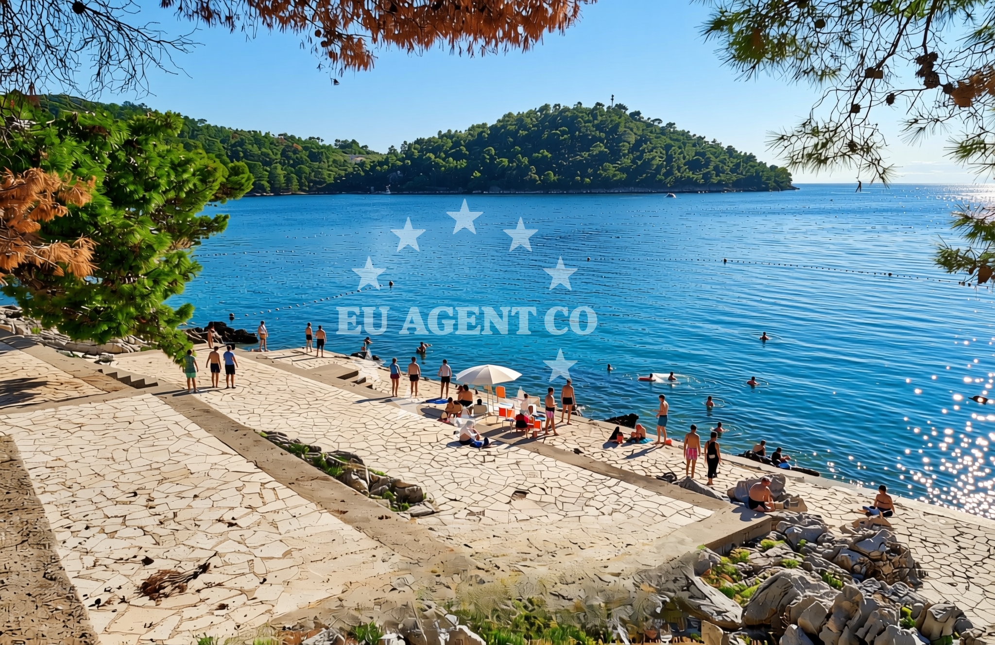 Shoreline and swimming area at Brna zapad, Smokvica (Korčula) Beach in Brna zapad