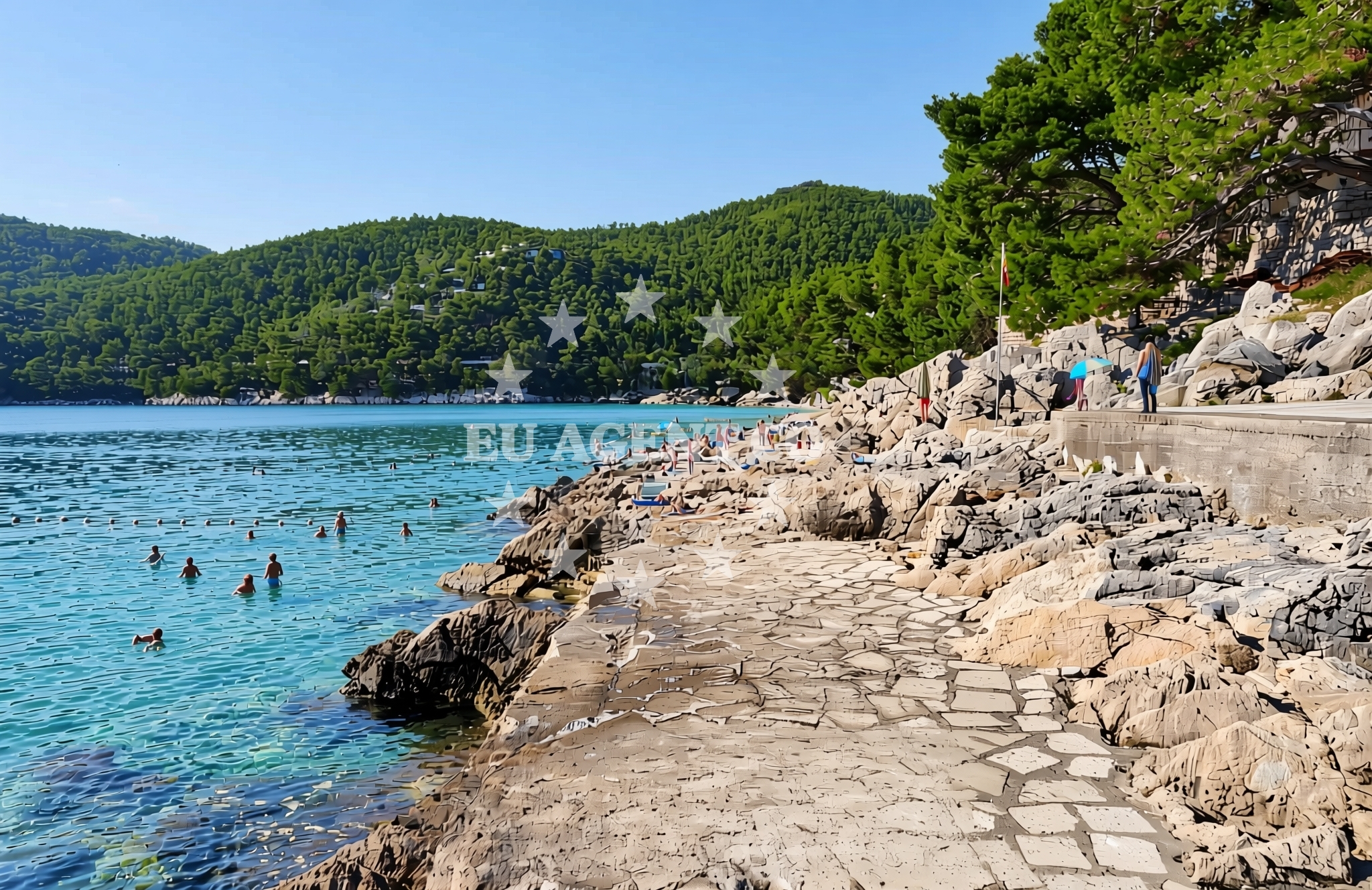 Sea and coastal view of Brna zapad, Smokvica (Korčula) Beach in Brna zapad