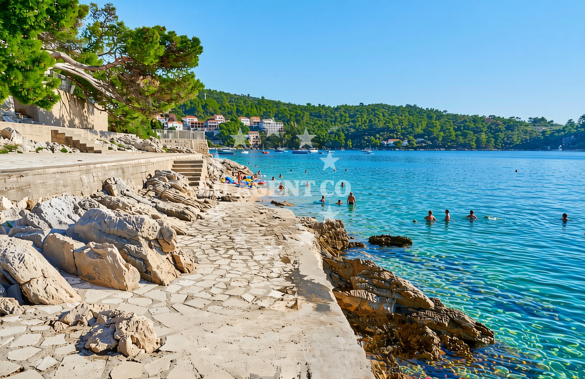 Beach facilities and surroundings at Brna zapad, Smokvica (Korčula) Beach in Brna zapad