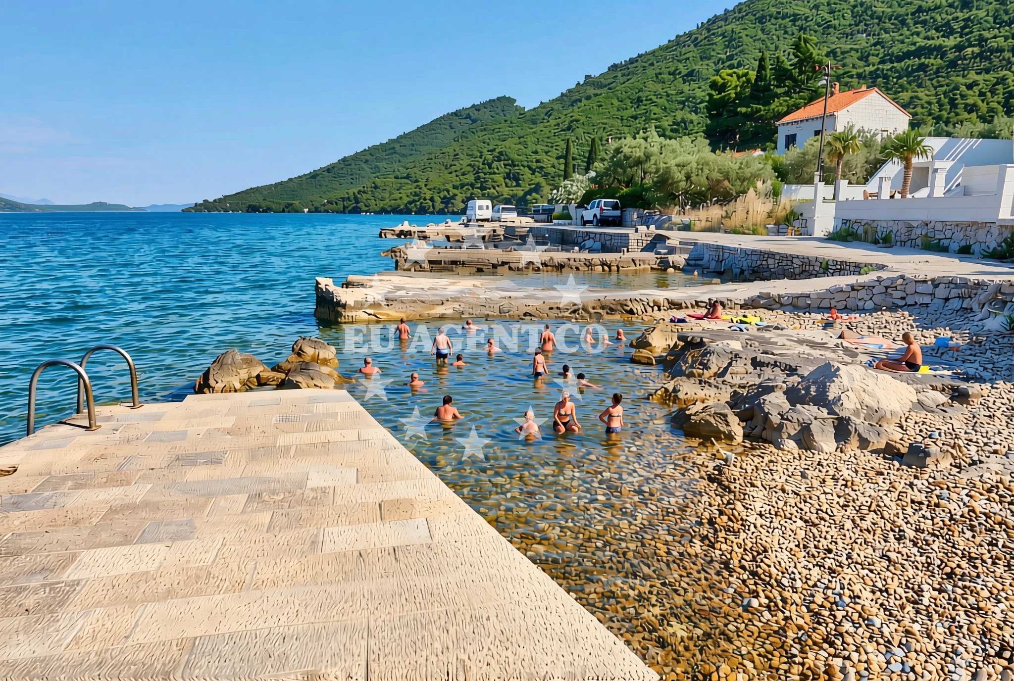 Shoreline and swimming area at Broce: beaches and coves (7) in Broce