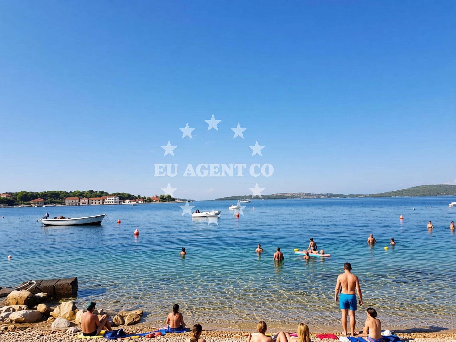 Shoreline and swimming area at Brodarica beach in 100 Obala Gaj, Brodarica