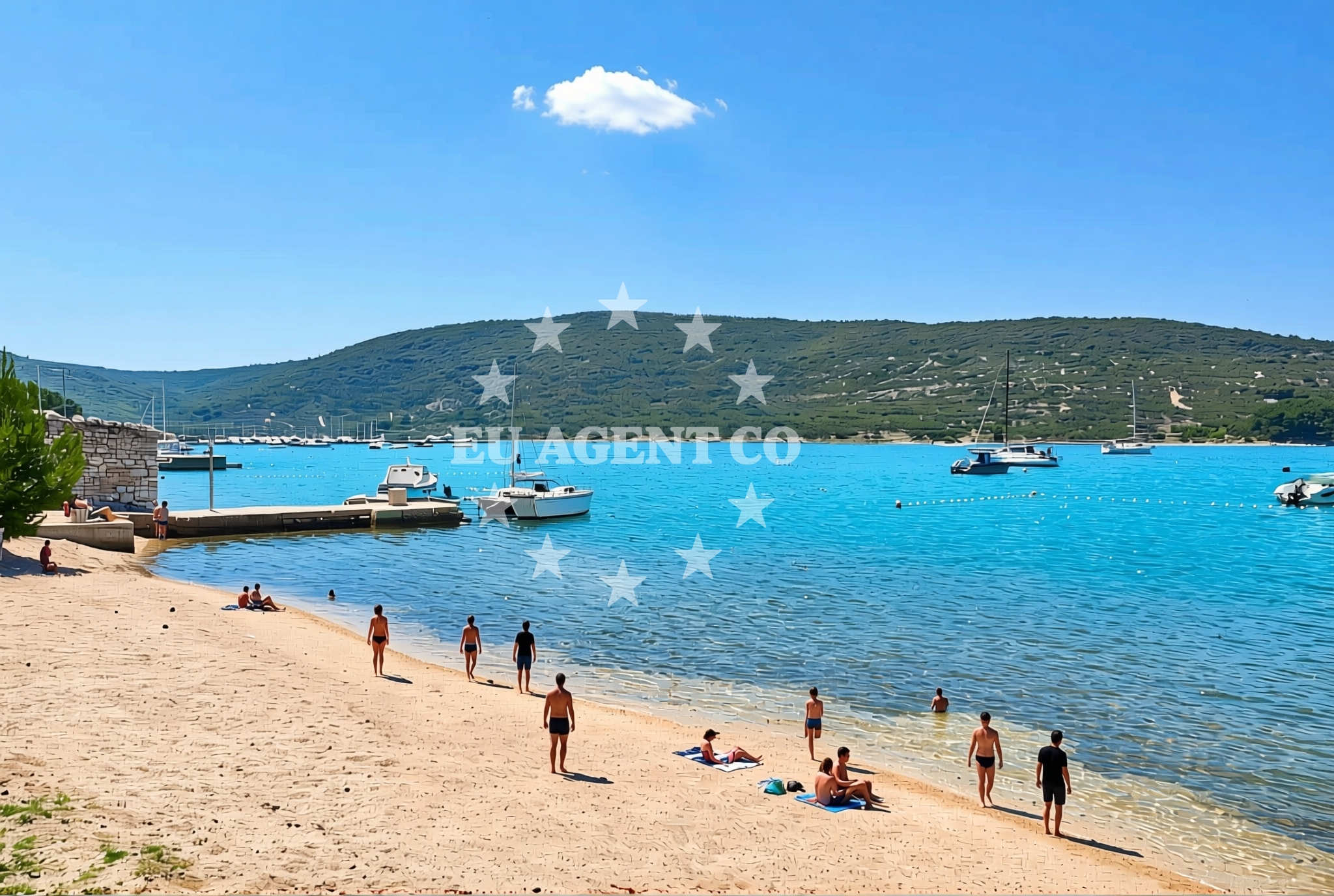 Overview of Brodogradilište, Cres (Cres) Beach in Brodogradilište