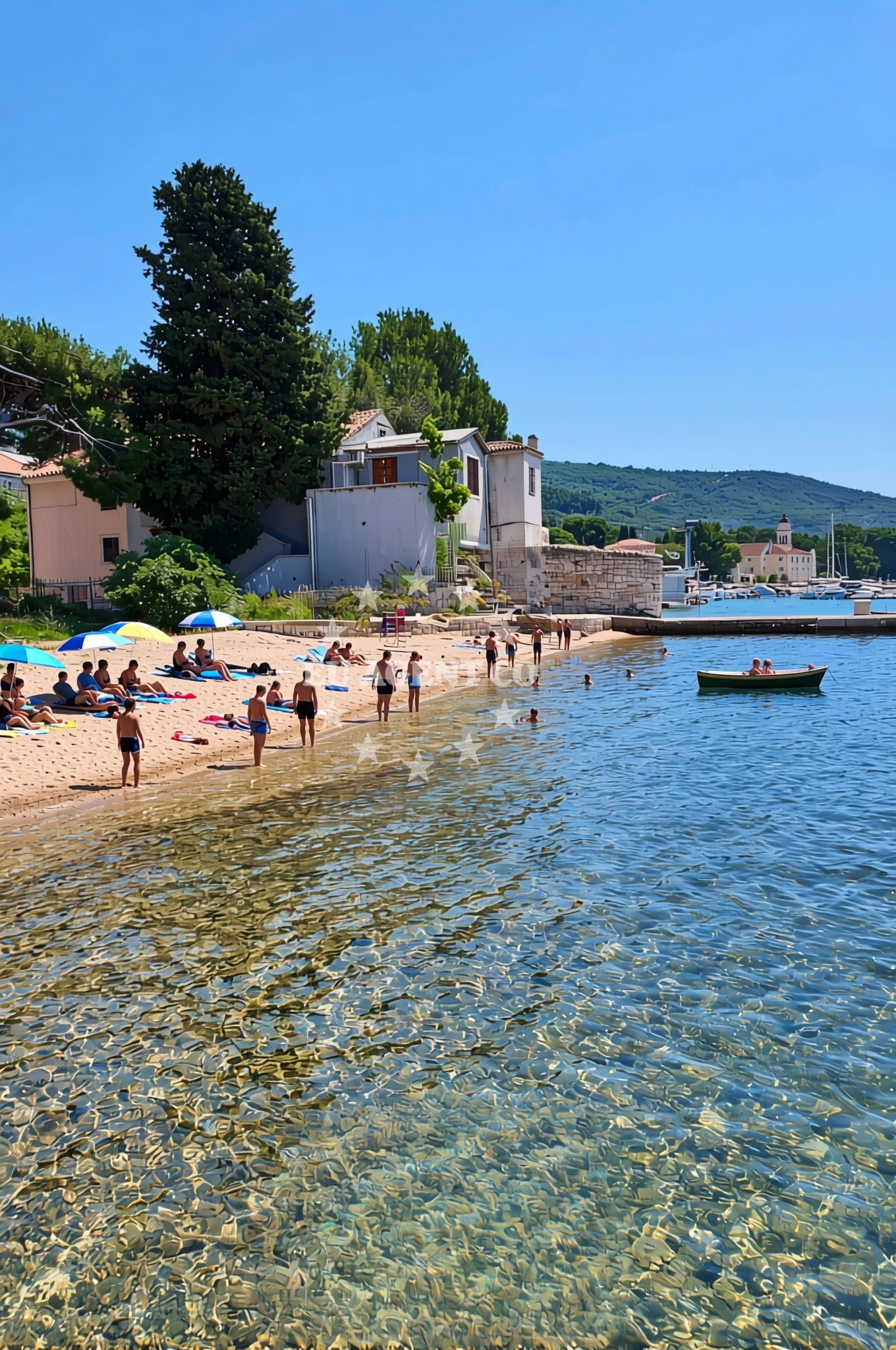 Sea and coastal view of Brodogradilište, Cres (Cres) Beach in Brodogradilište