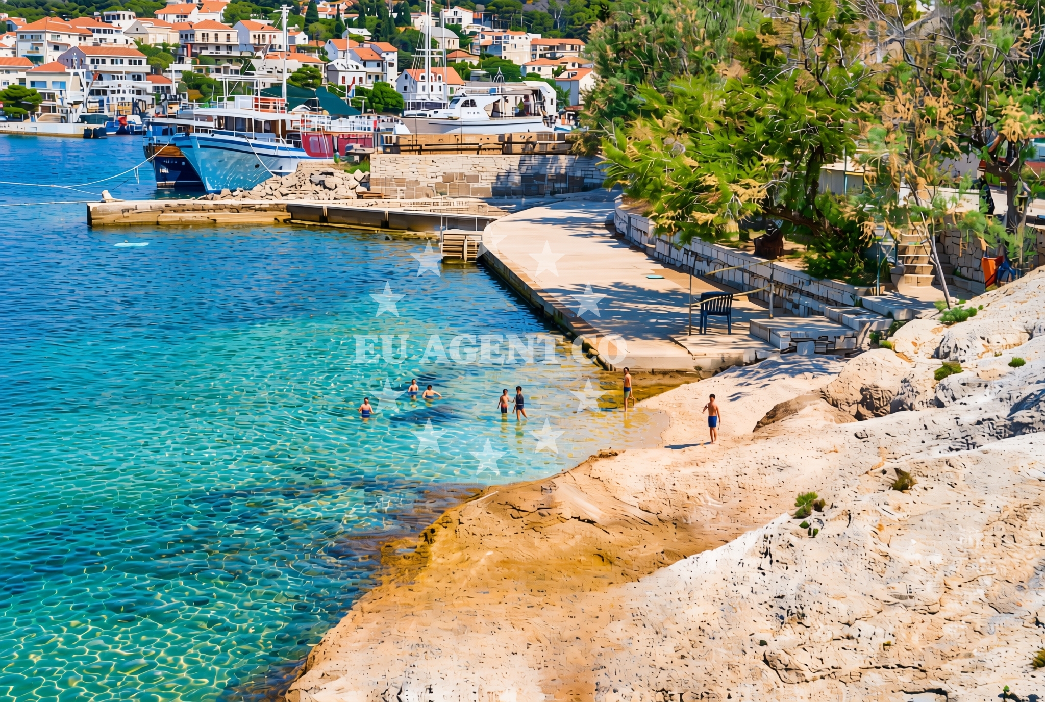 Sea and coastal view of Brodogradilište, Sumartin (Brač) Beach in Brodogradilište