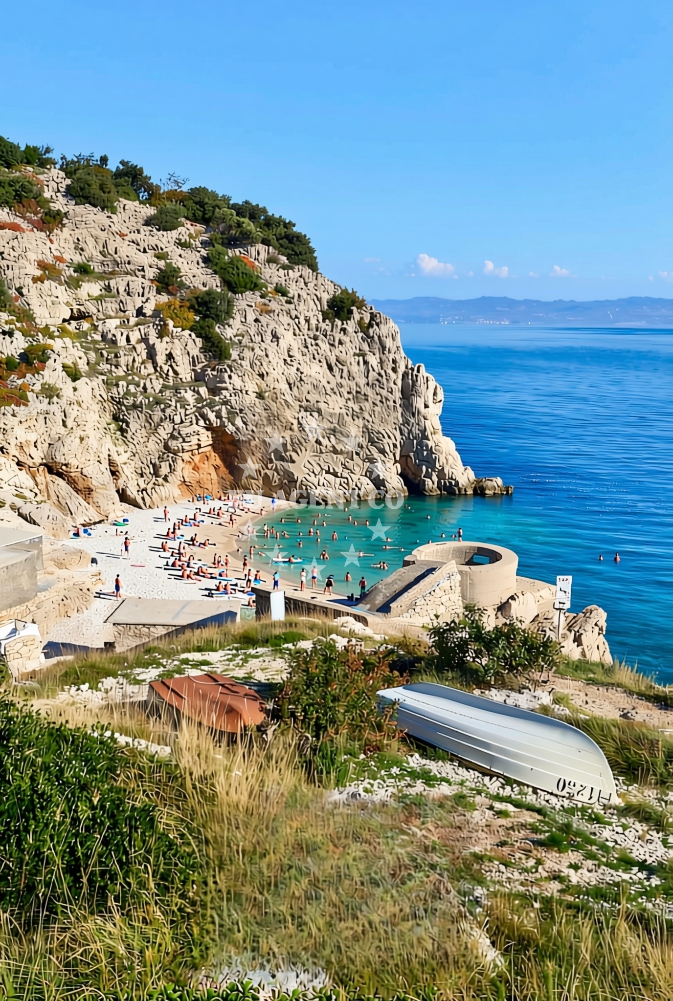 Shoreline and swimming area at Brseč: beaches and coves (2) in Brseč