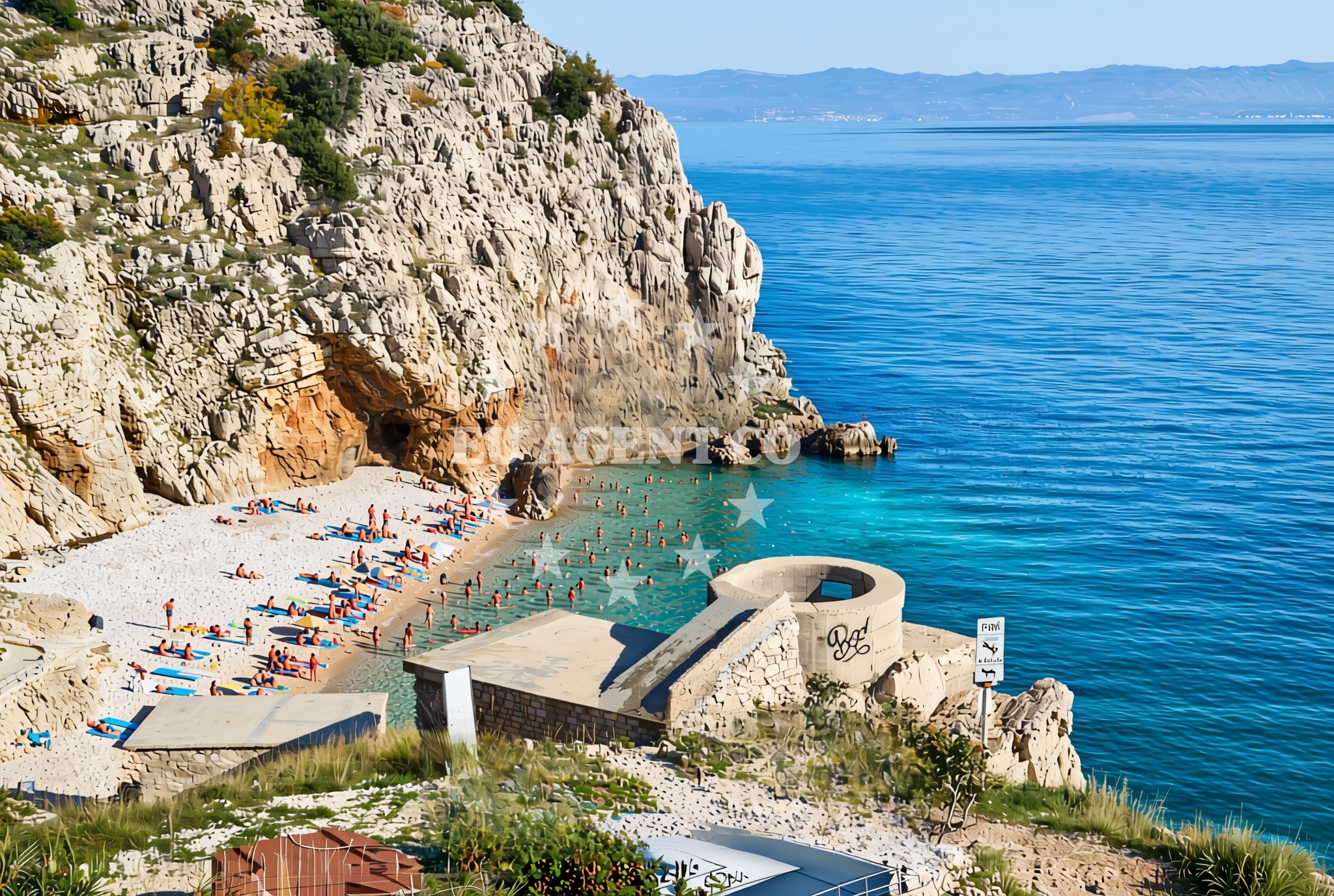 Beach facilities and surroundings at Brseč: beaches and coves (2) in Brseč