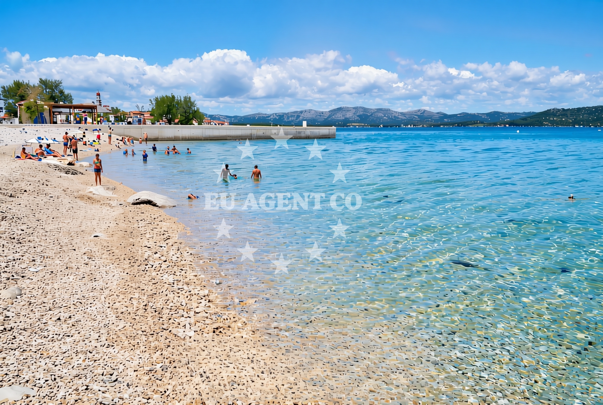 Shoreline and swimming area at Brstine, Betina (Murter) Beach in Brstine