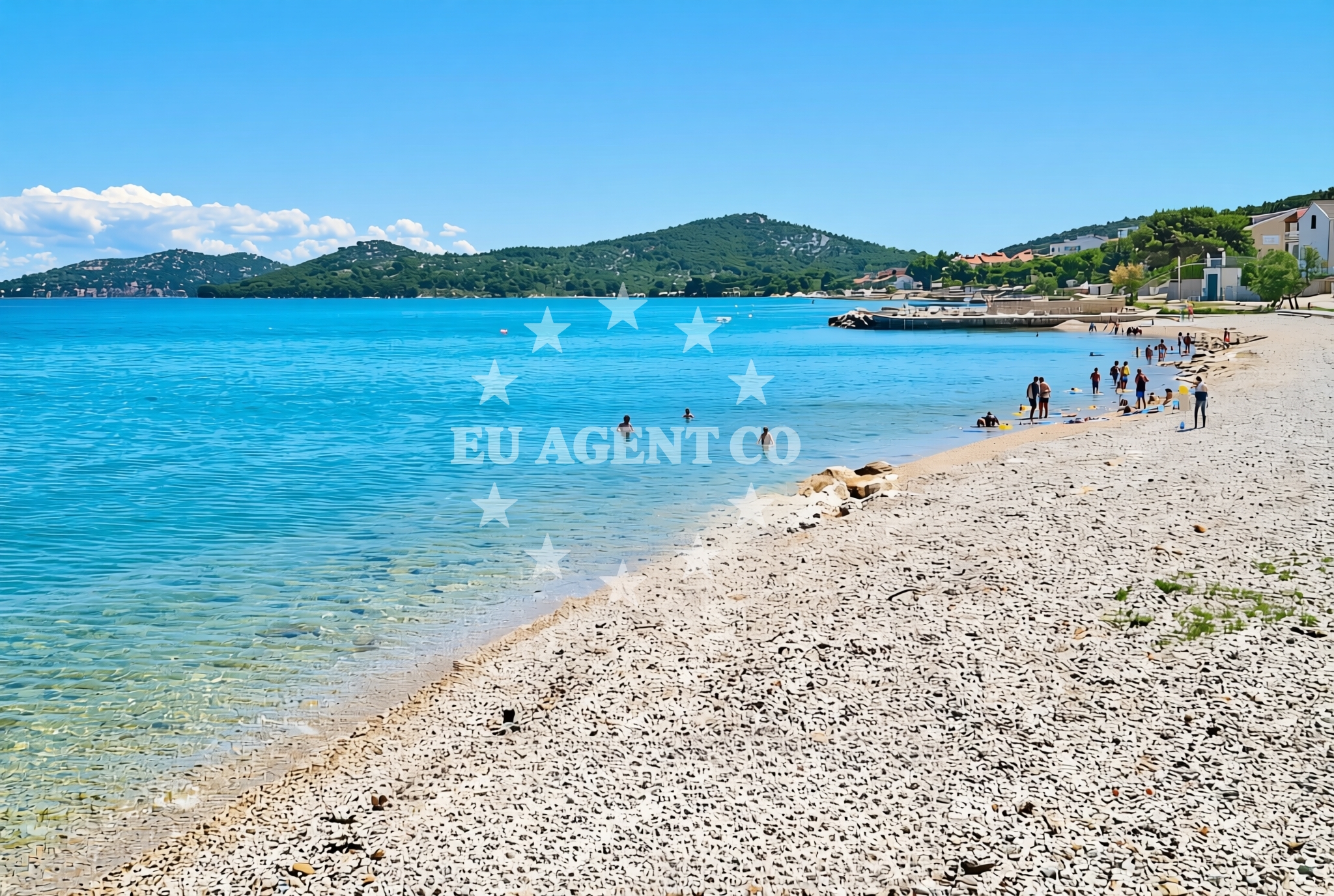 Beach facilities and surroundings at Brstine, Betina (Murter) Beach in Brstine