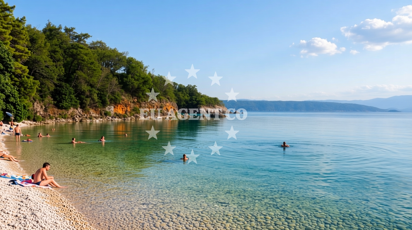 Shoreline and swimming area at Brzac bay in Glavotok 4, Krk