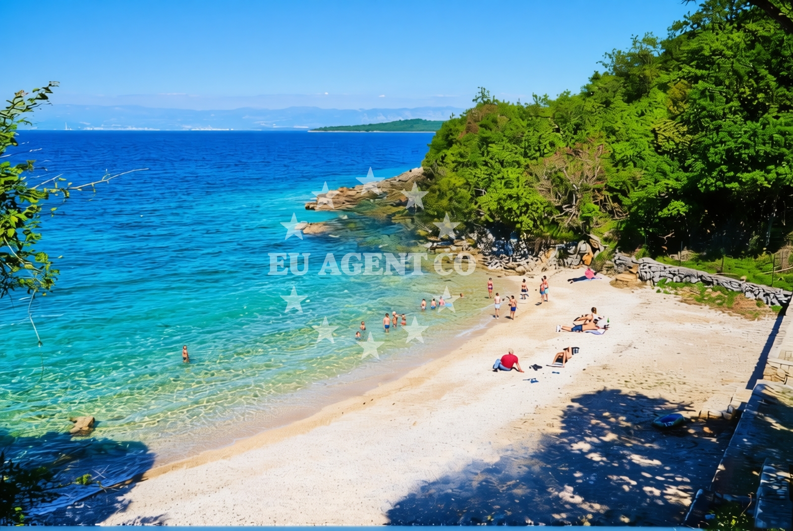 Shoreline and swimming area at Brzac beach in Glavotok 4, Krk