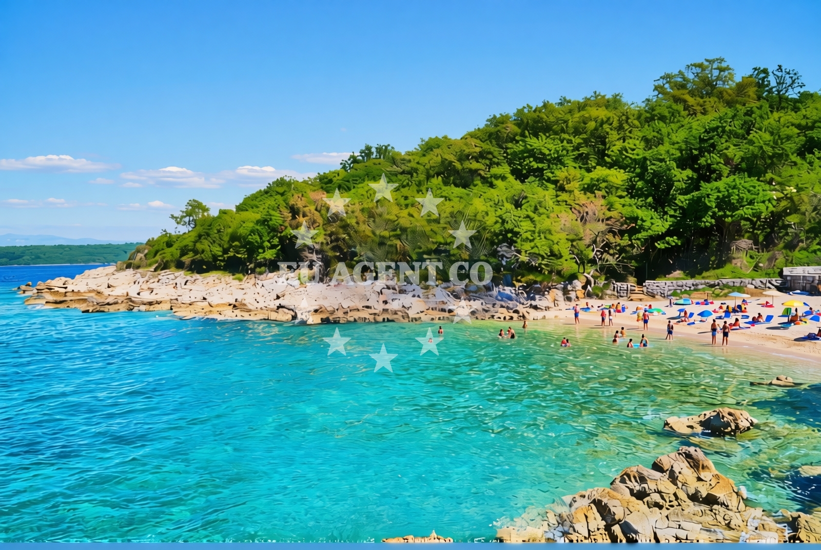 Sea and coastal view of Brzac beach in Glavotok 4, Krk