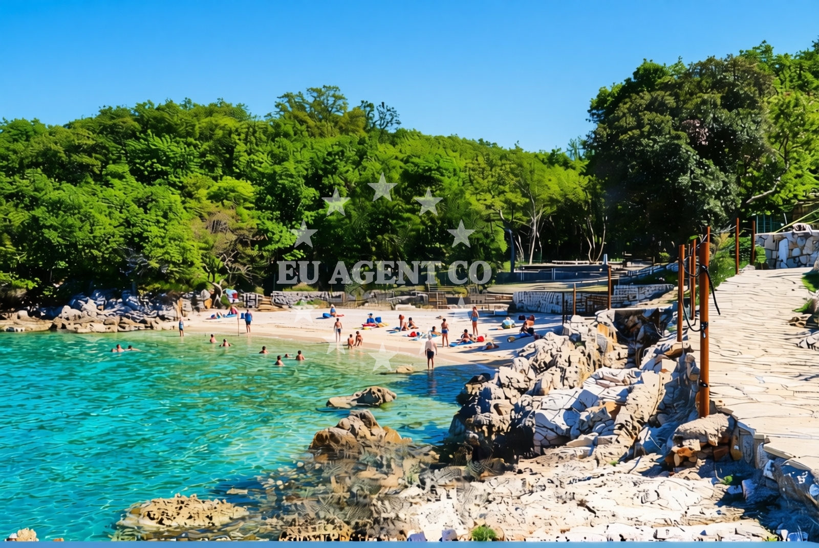 Beach facilities and surroundings at Brzac beach in Glavotok 4, Krk
