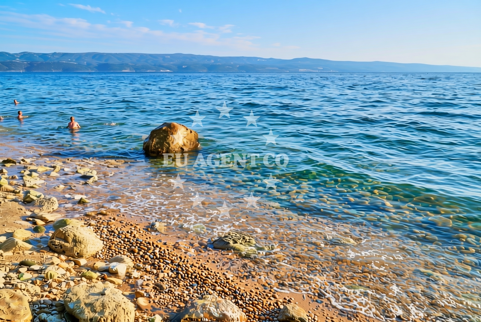 Sea and coastal view of Brzet jug, Omiš Beach in Brzet jug