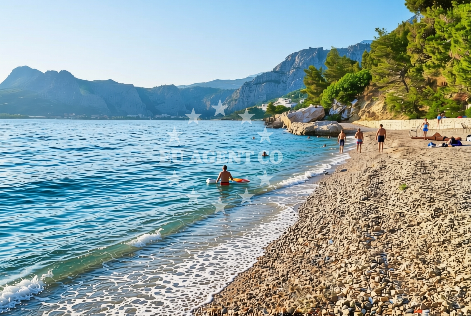 Shoreline and swimming area at Brzet sredina, Omiš Beach in Brzet sredina