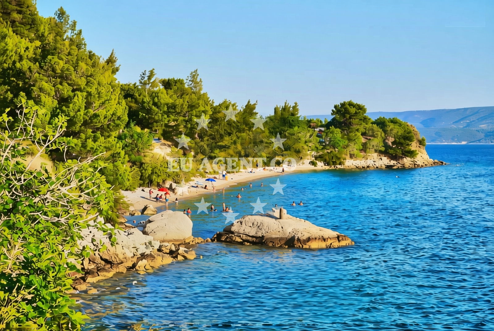 Sea and coastal view of Brzet sredina, Omiš Beach in Brzet sredina