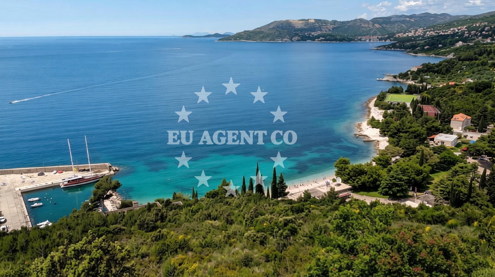 Sea and coastal view of Bucanj beach in Plat 18, Mlini