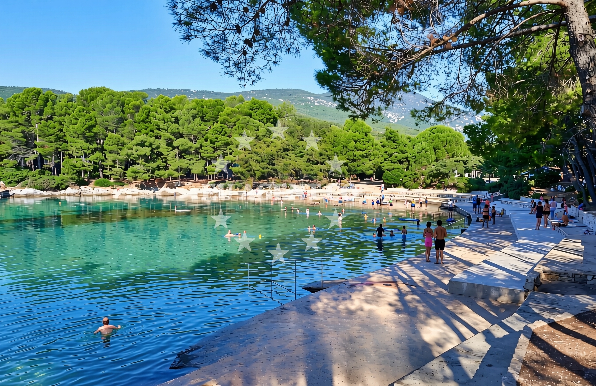 Shoreline and swimming area at Bučanje jug, Nerezine (Lošinj) Beach in Bučanje jug