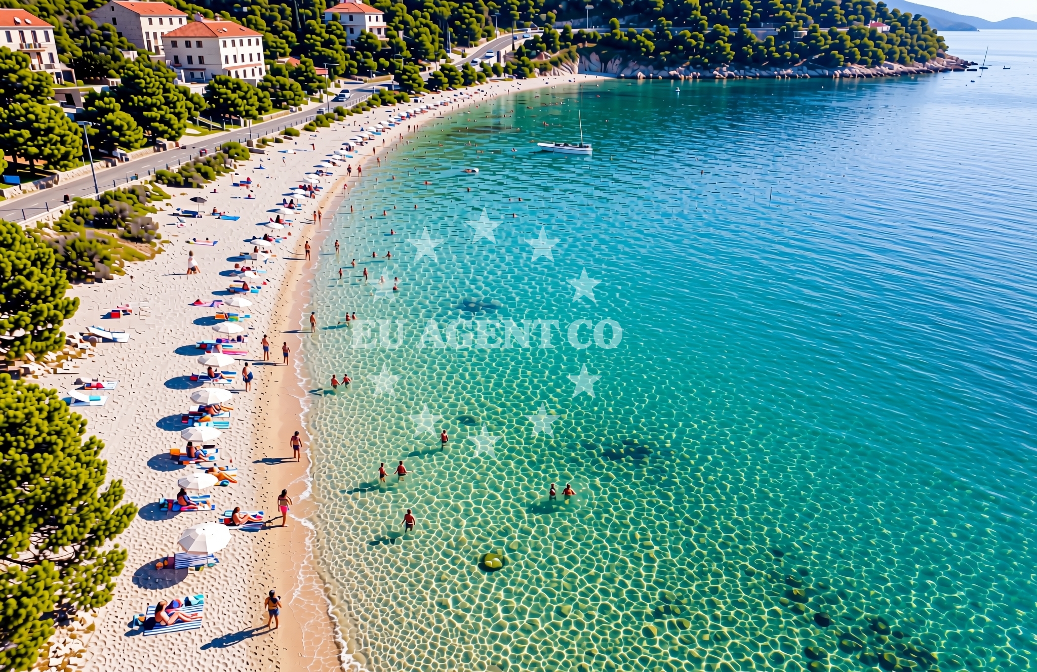Sea and coastal view of Bučanje jug, Nerezine (Lošinj) Beach in Bučanje jug