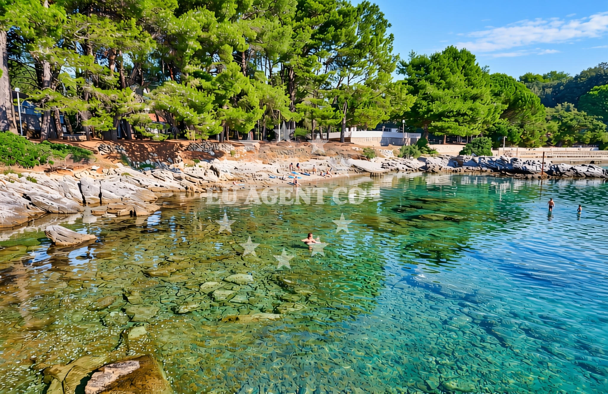 Beach facilities and surroundings at Bučanje jug, Nerezine (Lošinj) Beach in Bučanje jug