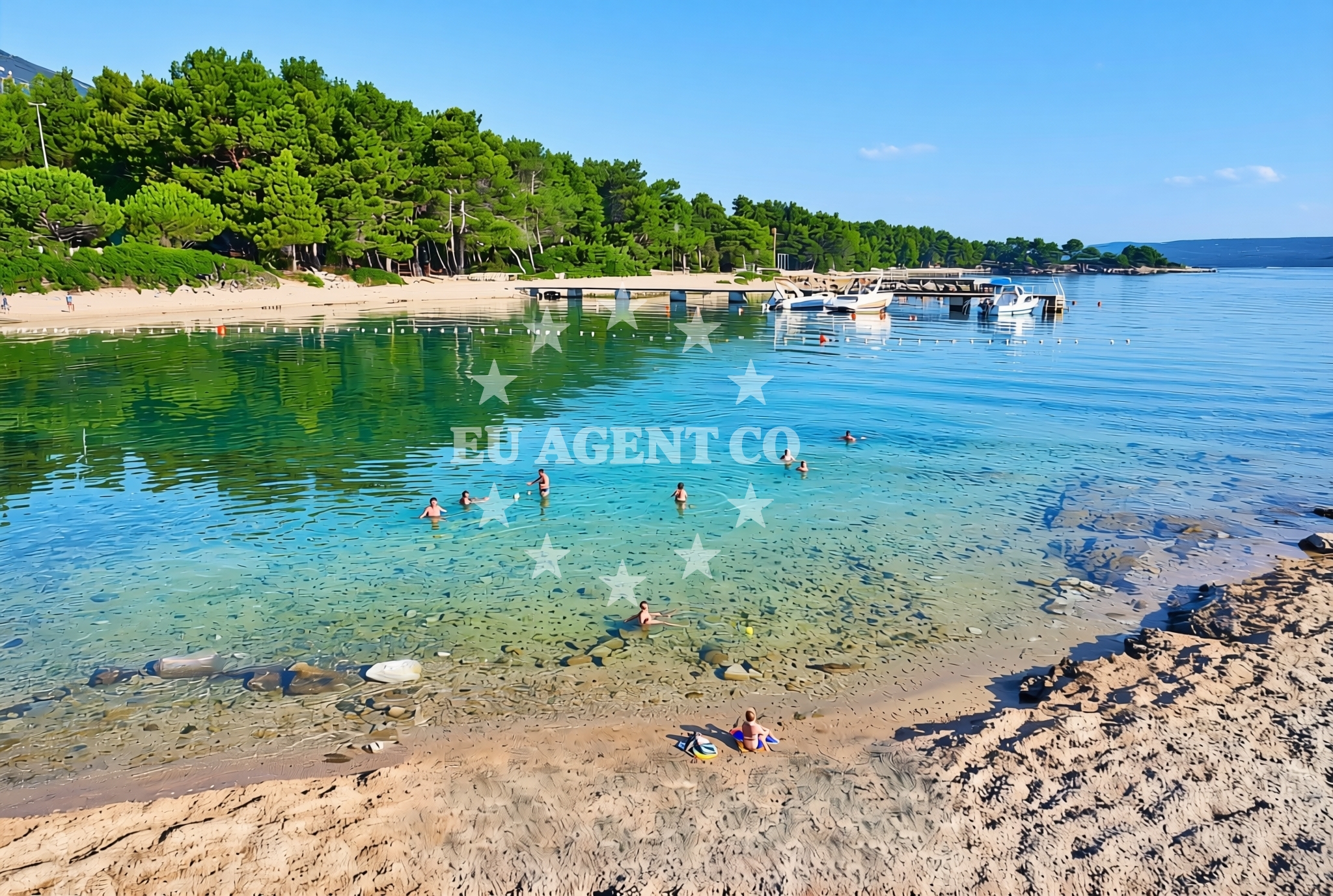 Beach facilities and surroundings at Bučanje sjever, Nerezine (Lošinj) Beach in Bučanje sjever