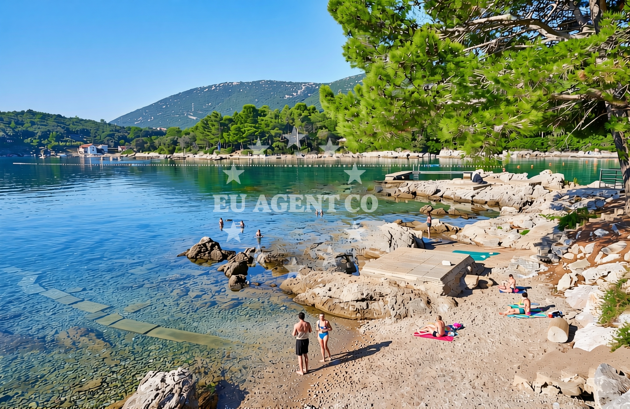 Overview of Bučanje sredina, Nerezine (Lošinj) Beach in Bučanje sredina