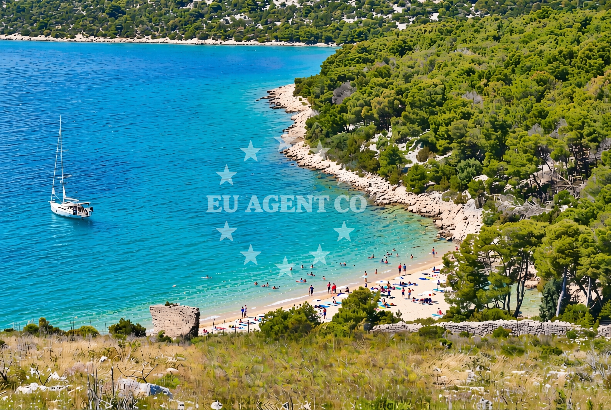 Sea and coastal view of Bucavac, Grebaštica Beach in Bucavac