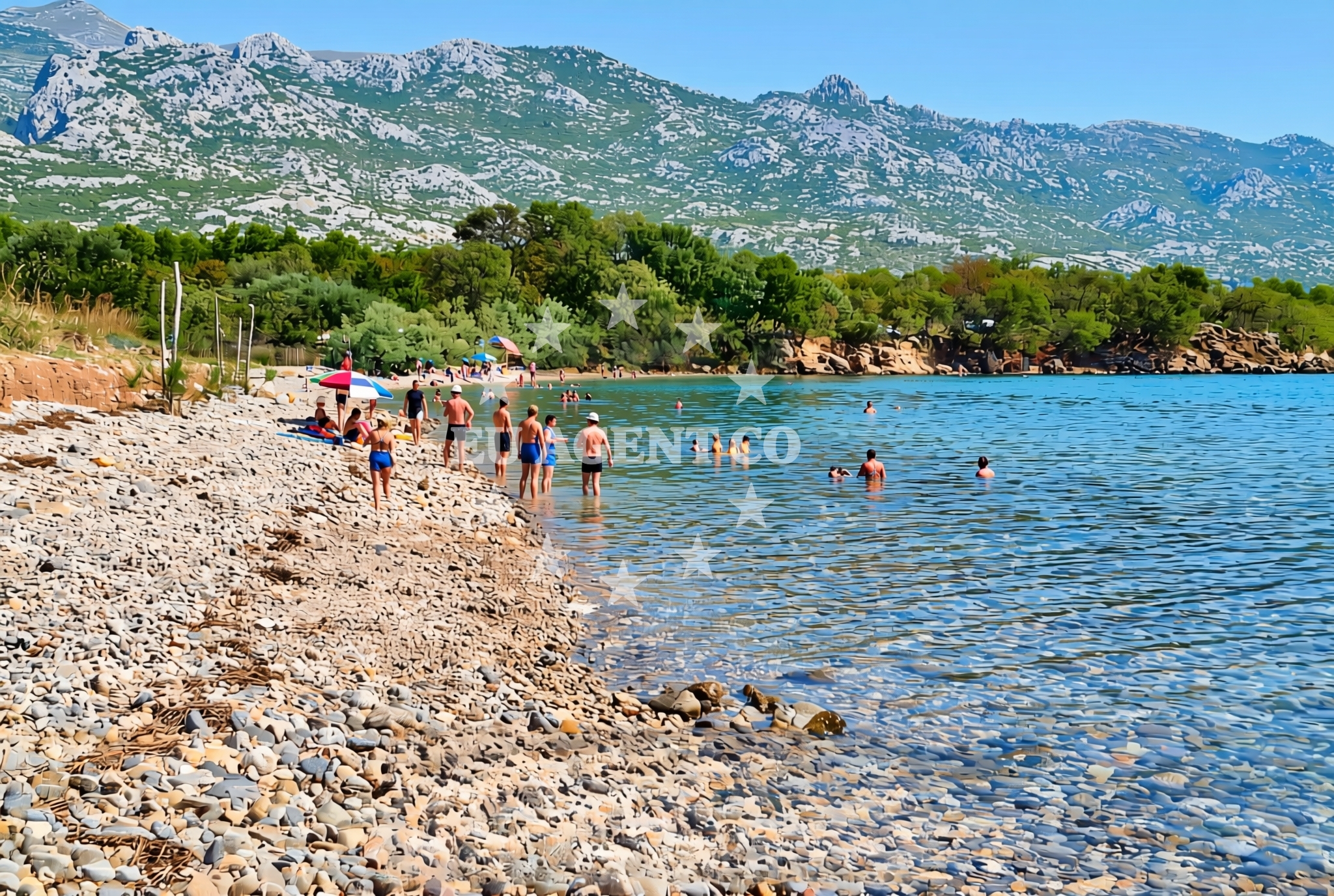 Shoreline and swimming area at Bučići, Seline Beach in Bučići