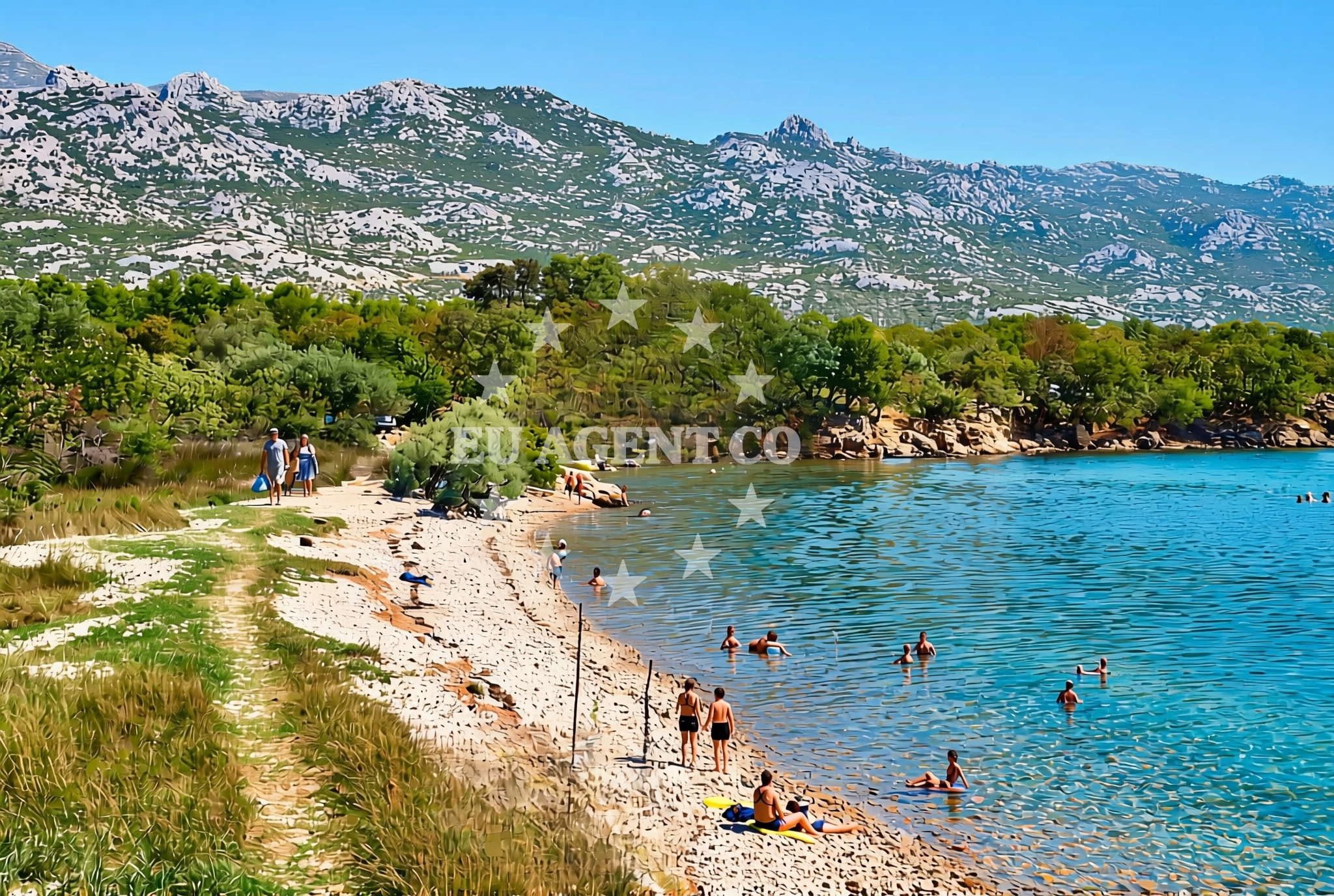 Sea and coastal view of Bučići, Seline Beach in Bučići