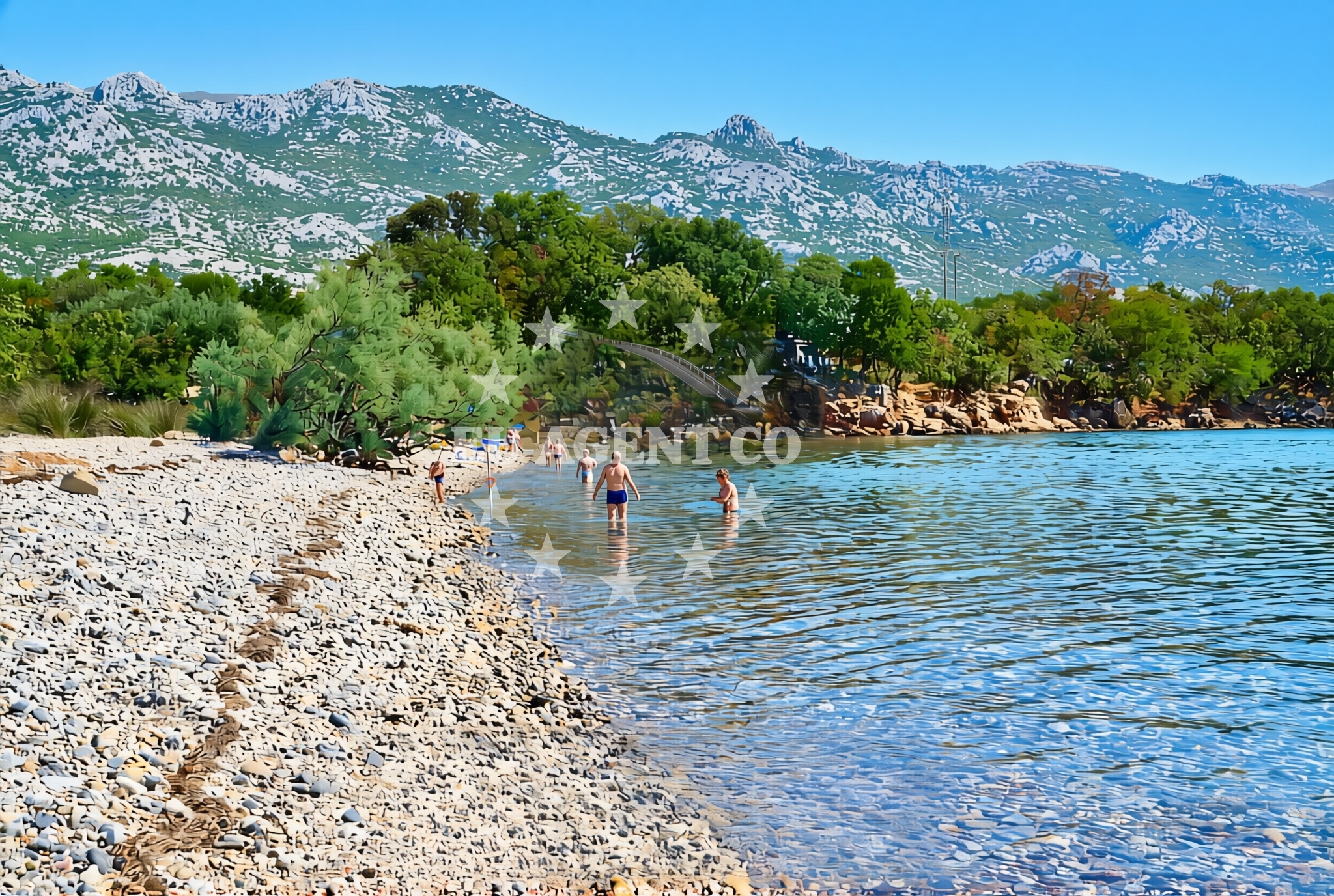 Beach facilities and surroundings at Bučići, Seline Beach in Bučići