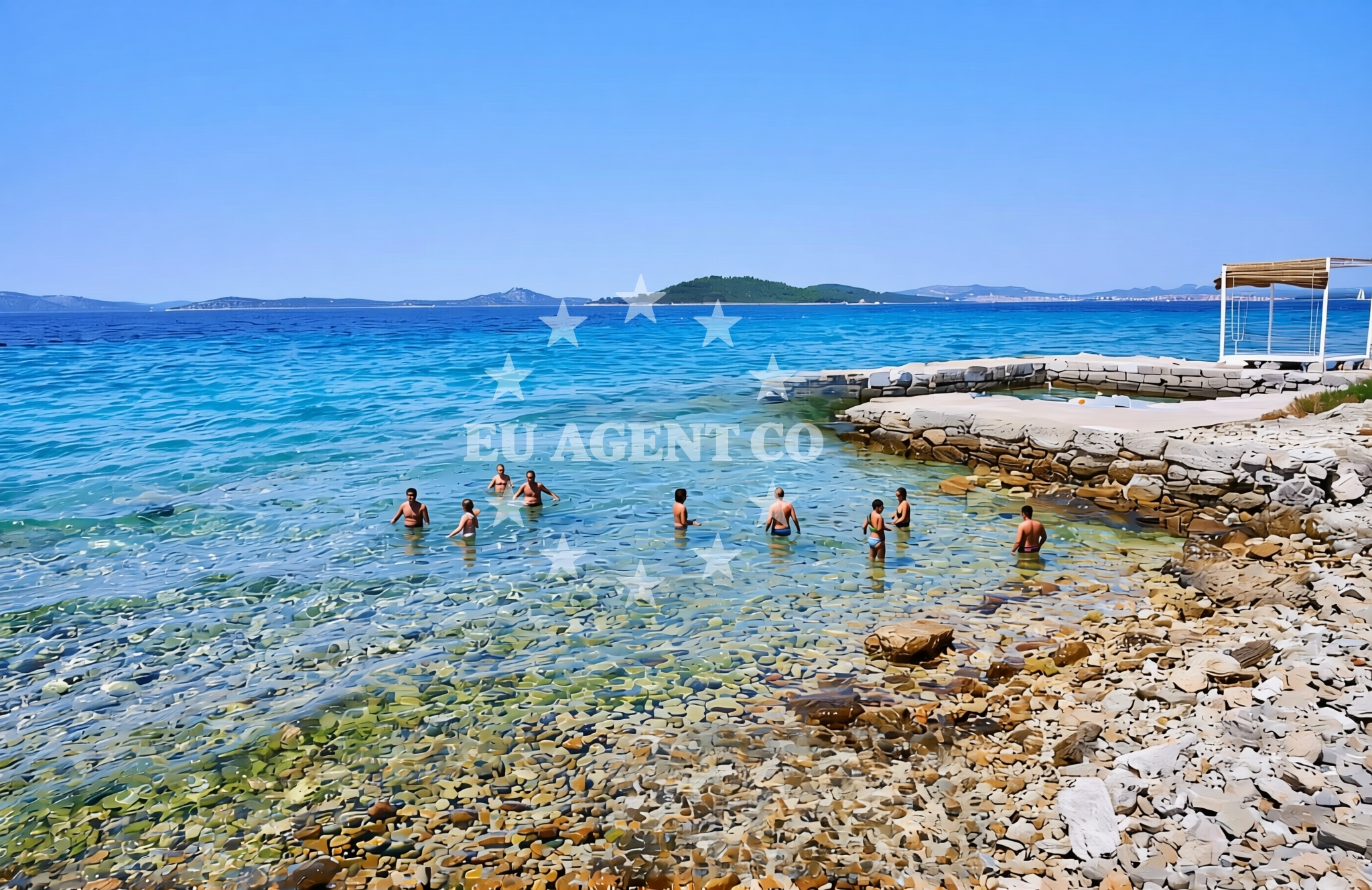 Shoreline and swimming area at Bučina (dog beach), Zlarin (Zlarin) Beach in Bučina (plaža za pse)