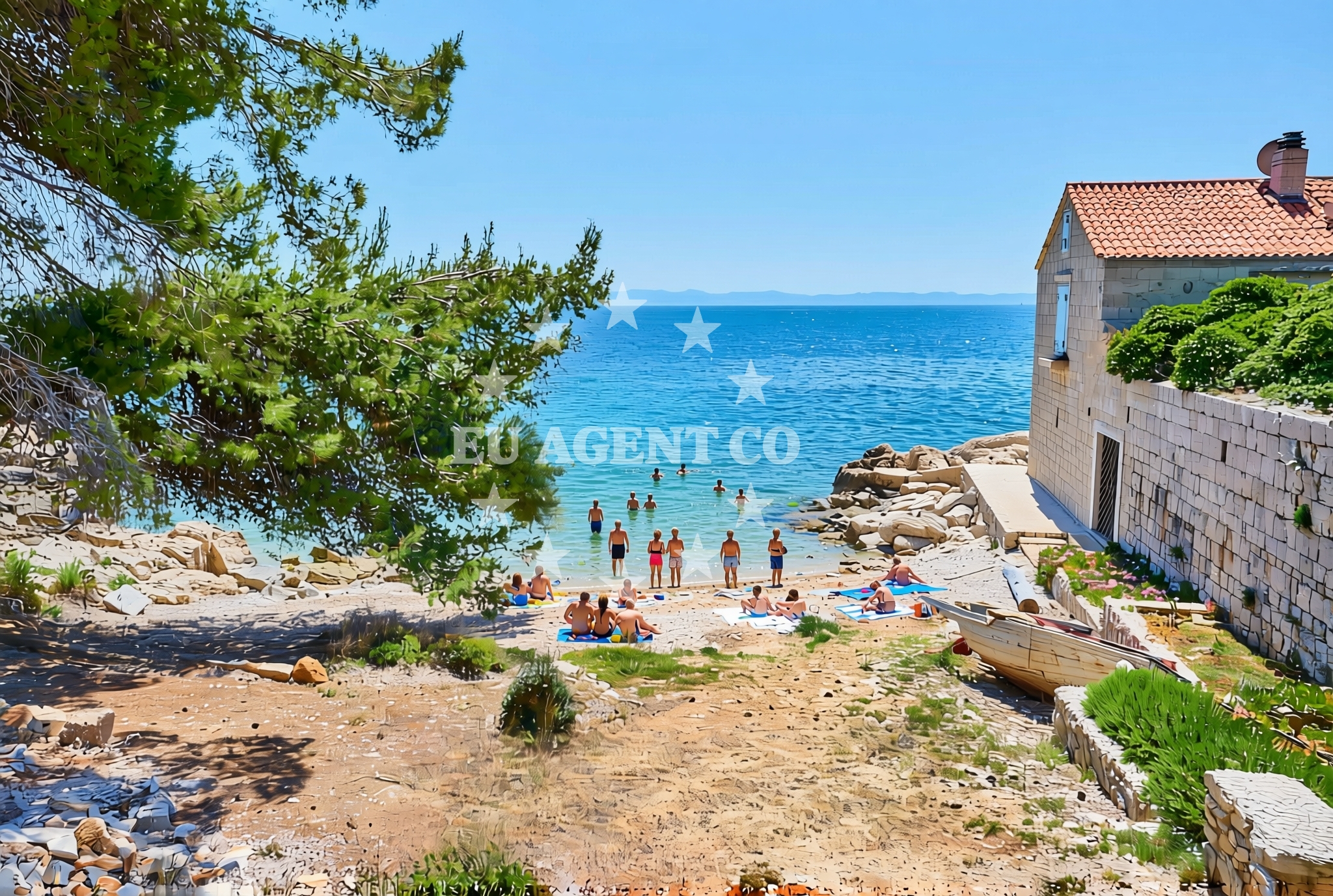 Shoreline and swimming area at Budić-kuća, Humac (Hvar) Beach in Budić-kuća