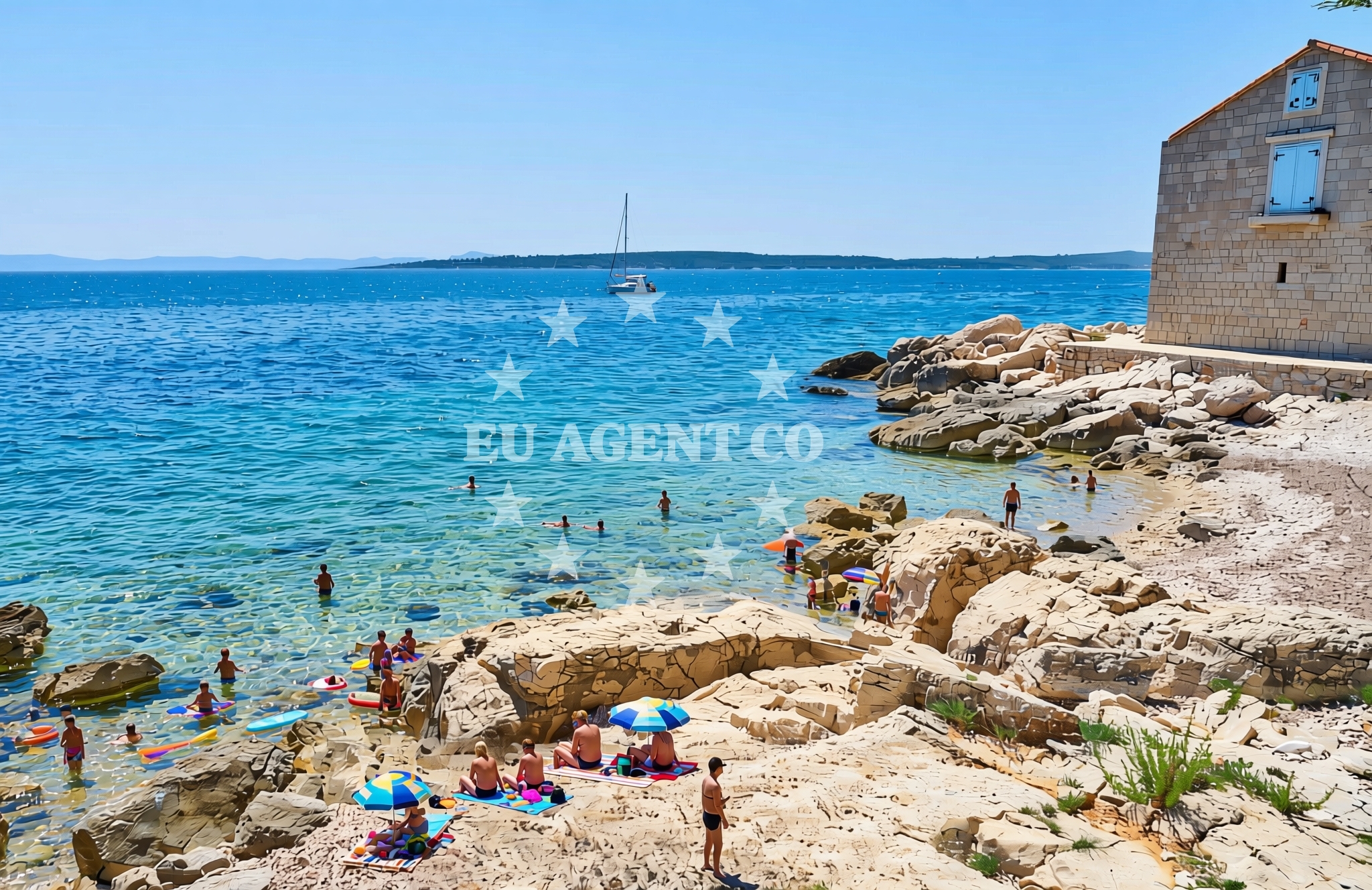Beach facilities and surroundings at Budić-kuća, Humac (Hvar) Beach in Budić-kuća