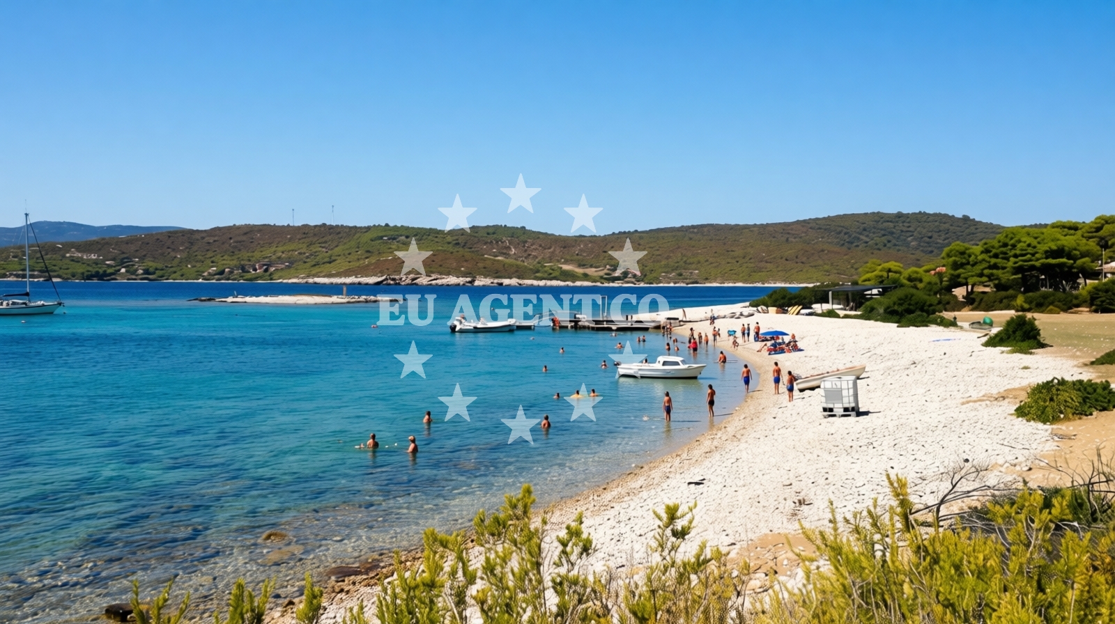 Overview of Budihovac Beach in , Vis