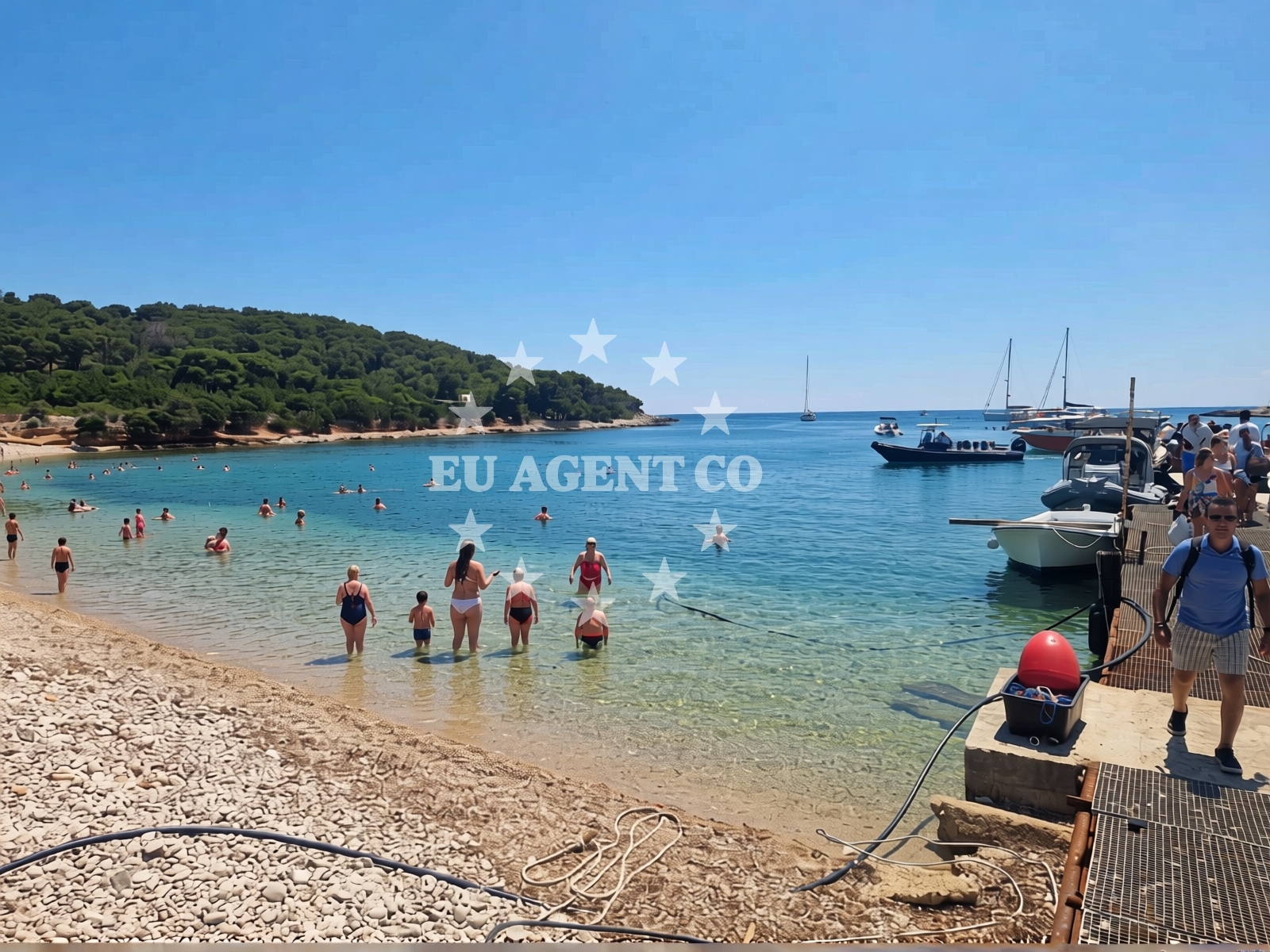 Sea and coastal view of Budihovac Beach in , Vis