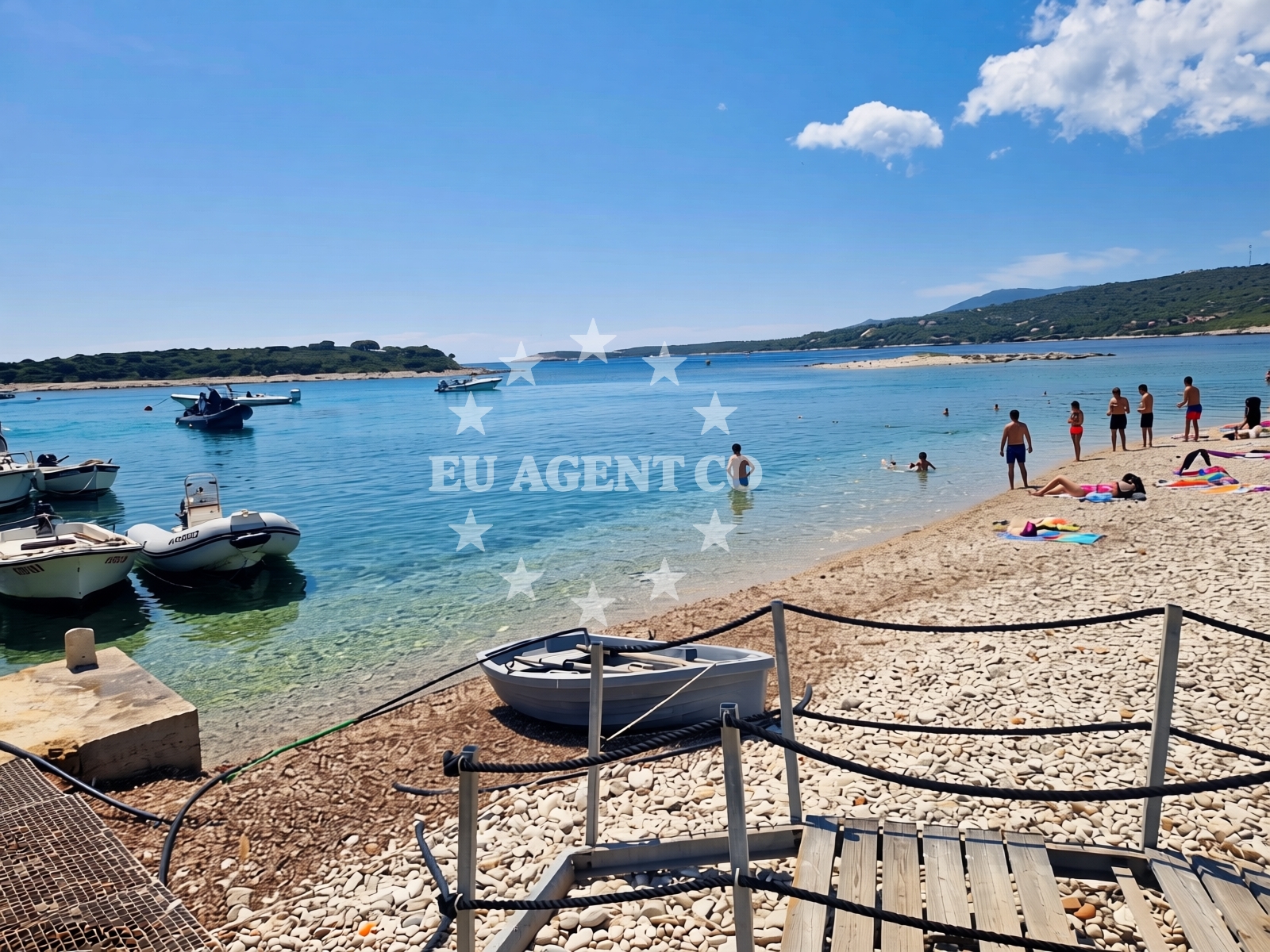 Beach facilities and surroundings at Budihovac Beach in , Vis