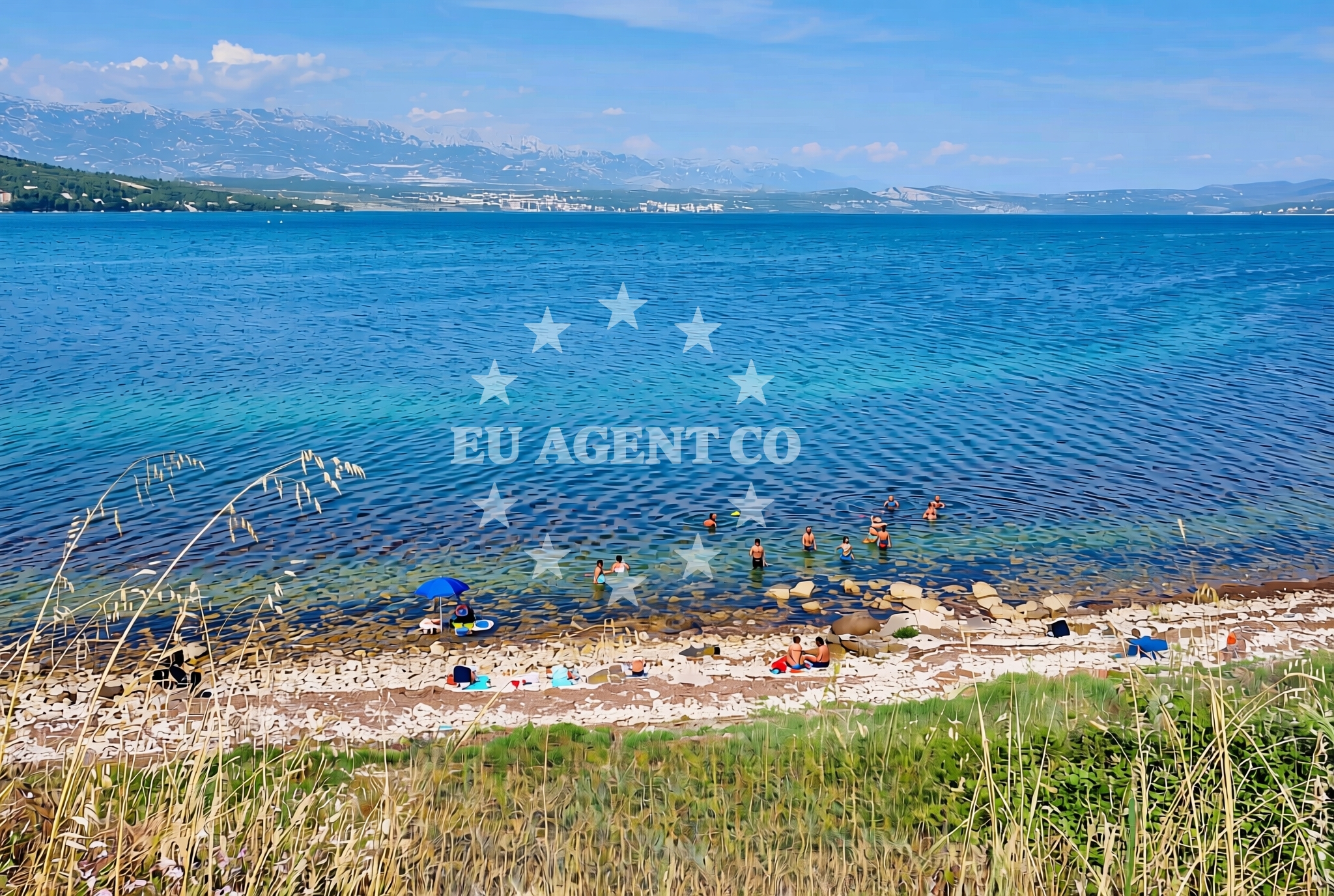 Sea and coastal view of Budim zapad, Podgradina (Posedarje) Beach in Budim zapad