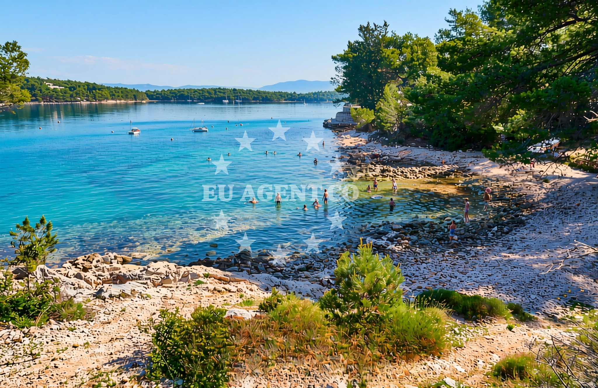 Sea and coastal view of Bukovo zapad, Vrboska (Hvar) Beach in Bukovo zapad