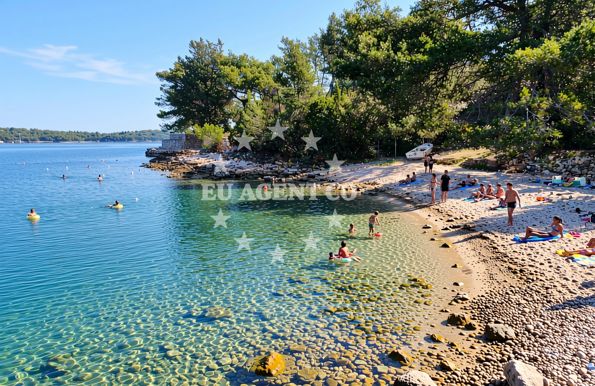 Beach facilities and surroundings at Bukovo zapad, Vrboska (Hvar) Beach in Bukovo zapad