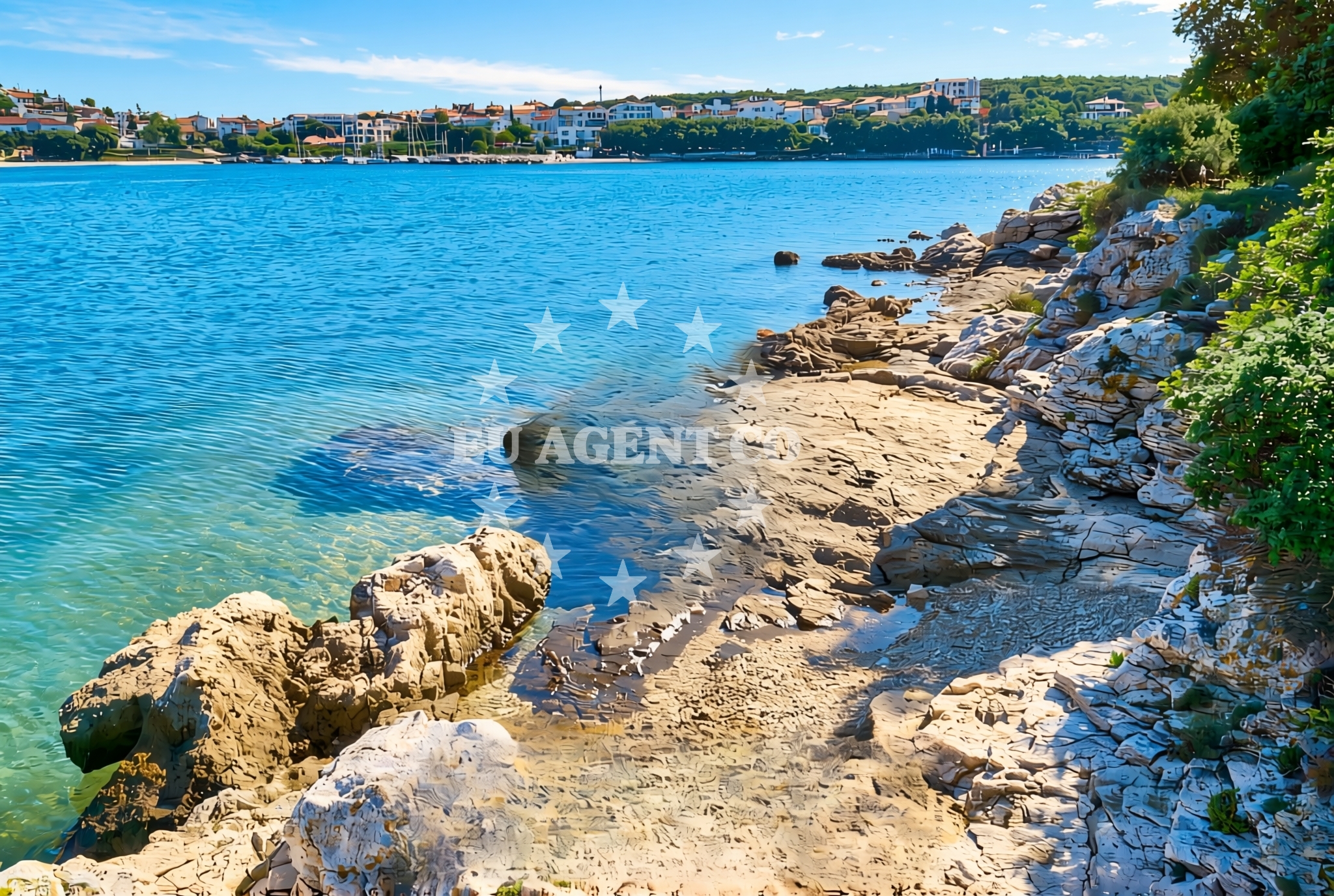 Overview of Bunarina (dog beach), Pula Beach in Bunarina (plaža za pse)