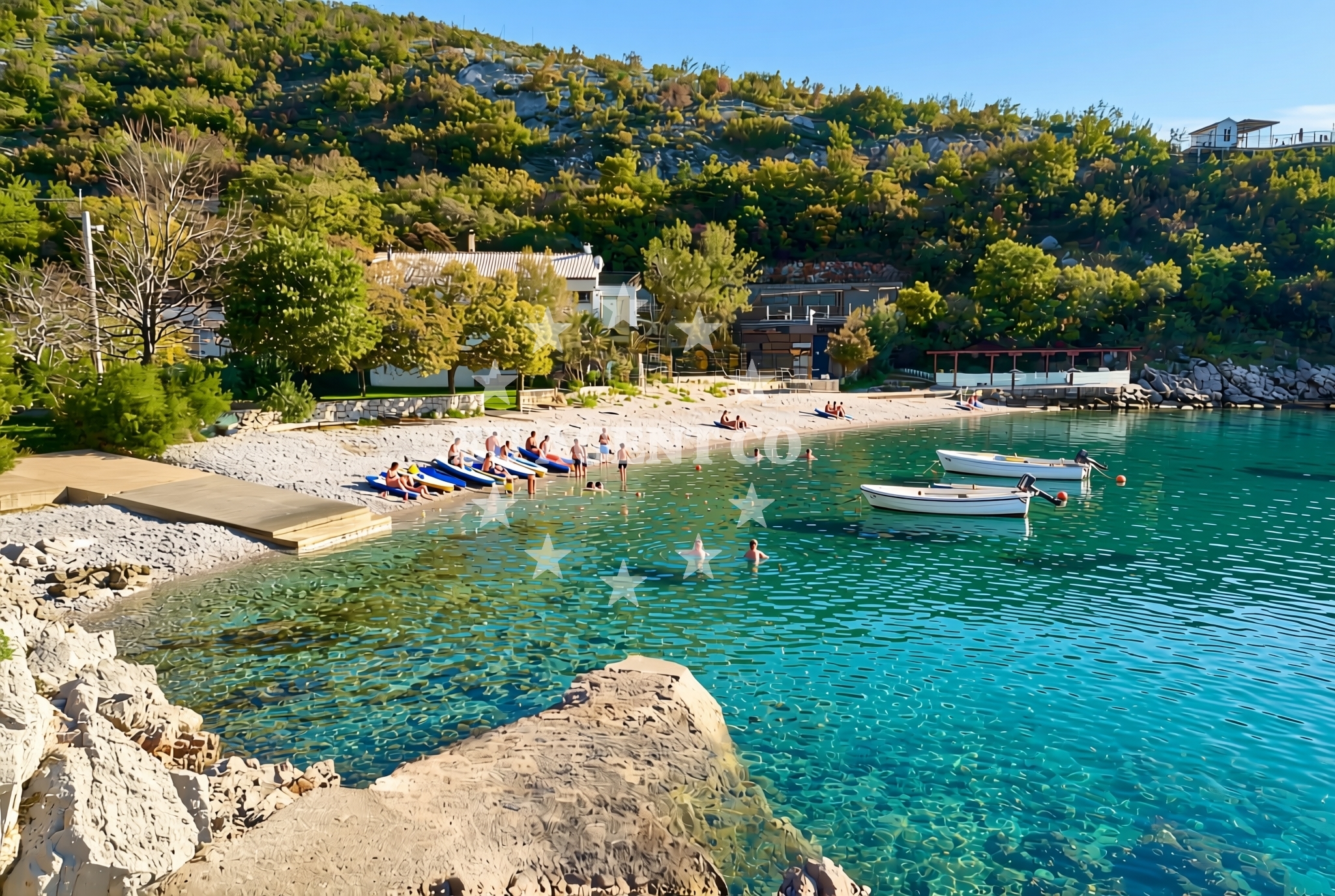 Sea and coastal view of Bunica: beaches and coves (2) in Bunica