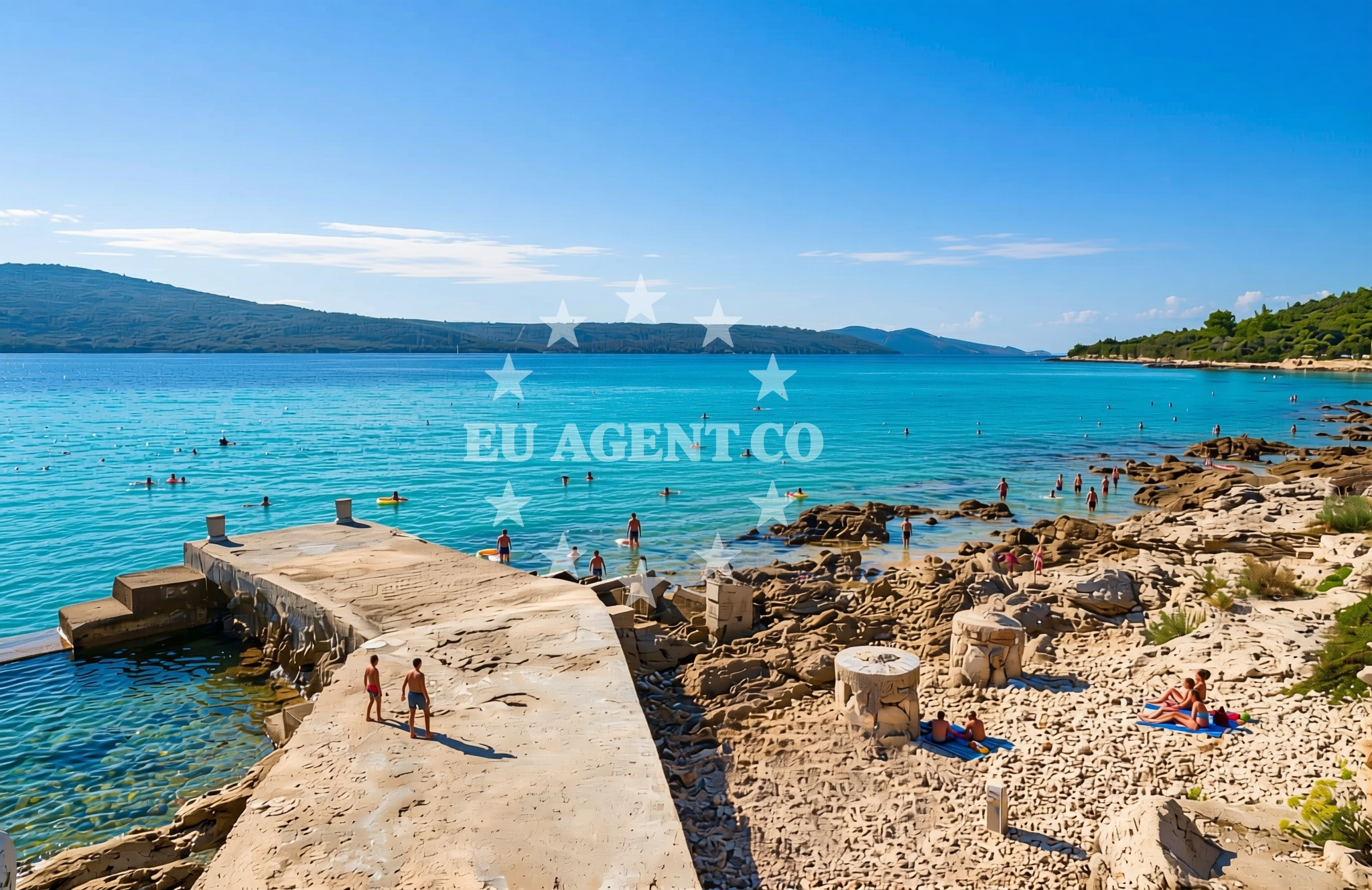 Beach facilities and surroundings at Bunja draga, Rivanj (Rivanj) Beach in Bunja draga