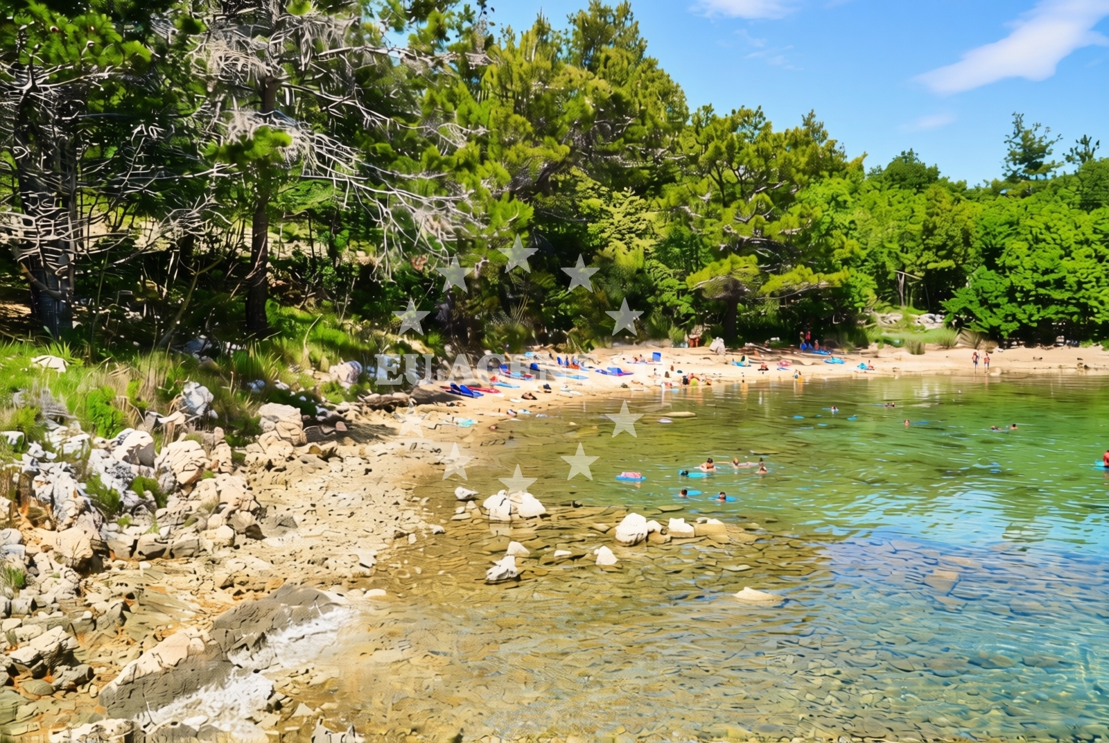 Shoreline and swimming area at Bunorica, Čižići (Krk) Beach in Bunorica