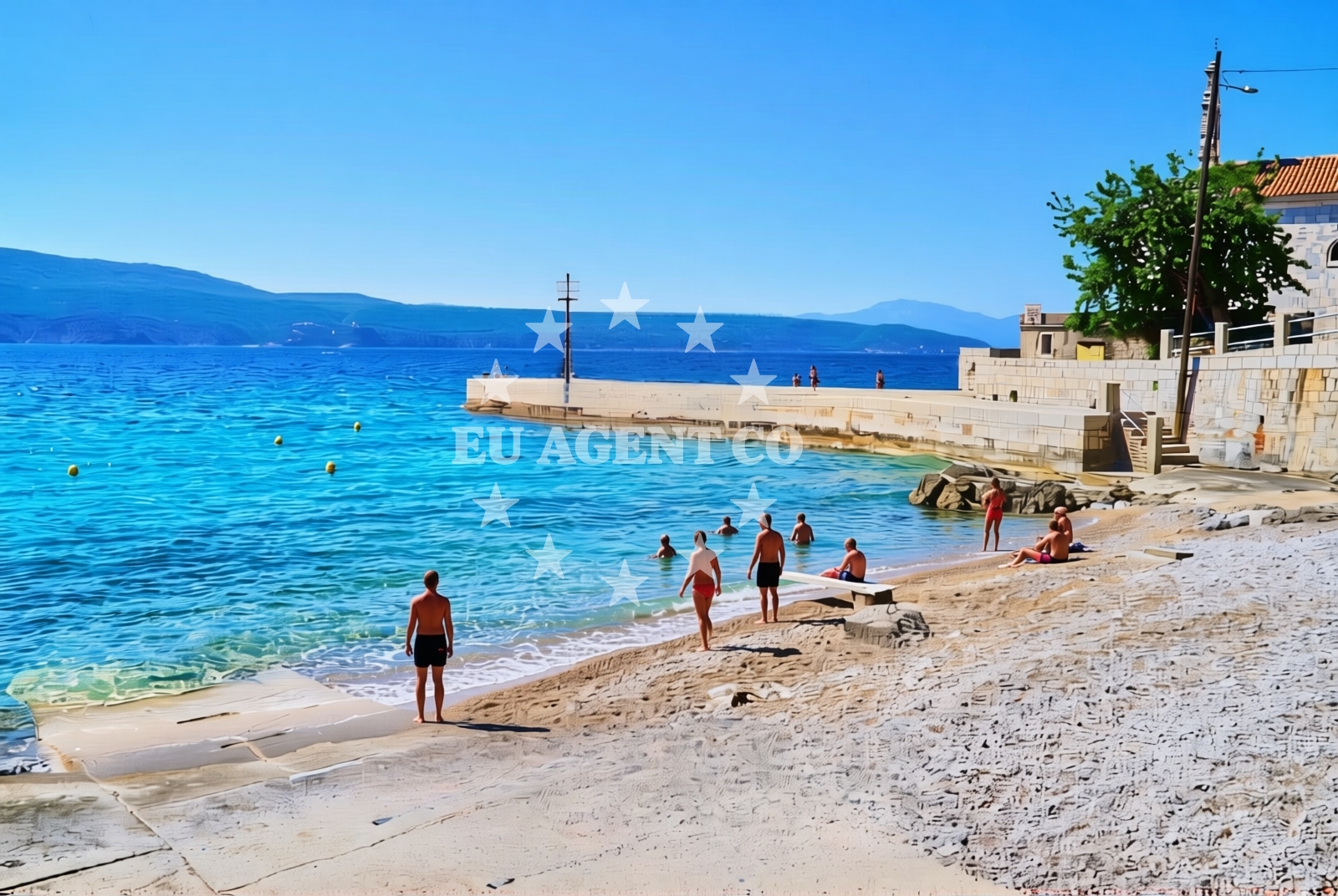 Shoreline and swimming area at Burin III in Beli 1, Cres
