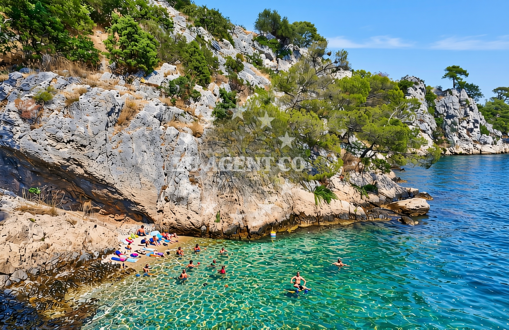 Shoreline and swimming area at Burnji Turan istok, Šibenik Beach in Burnji Turan istok