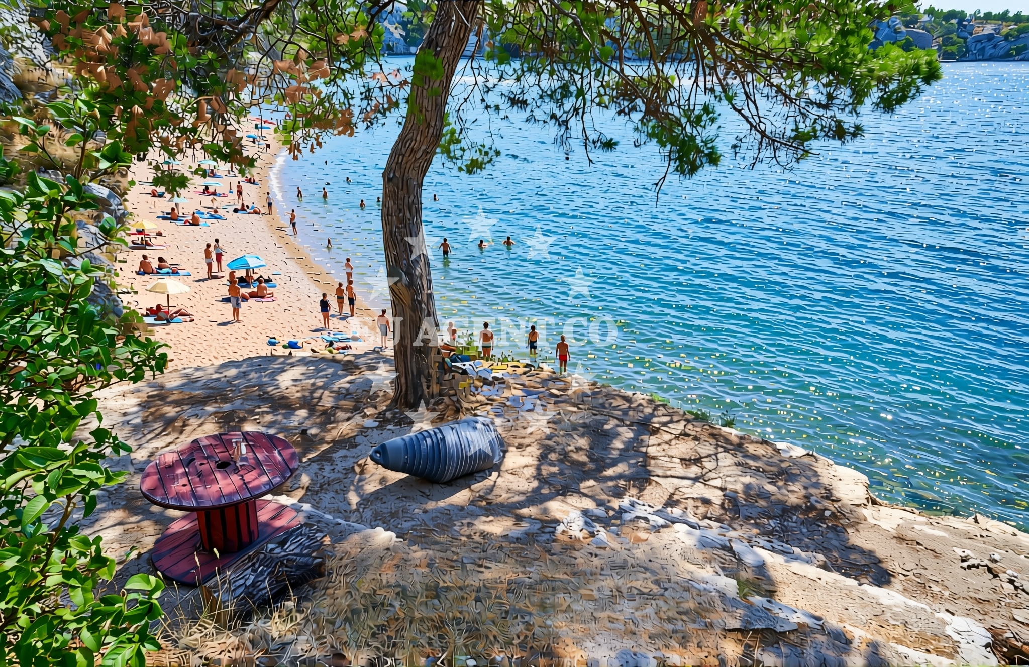 Shoreline and swimming area at Burnji Turan zapad, Šibenik Beach in Burnji Turan zapad