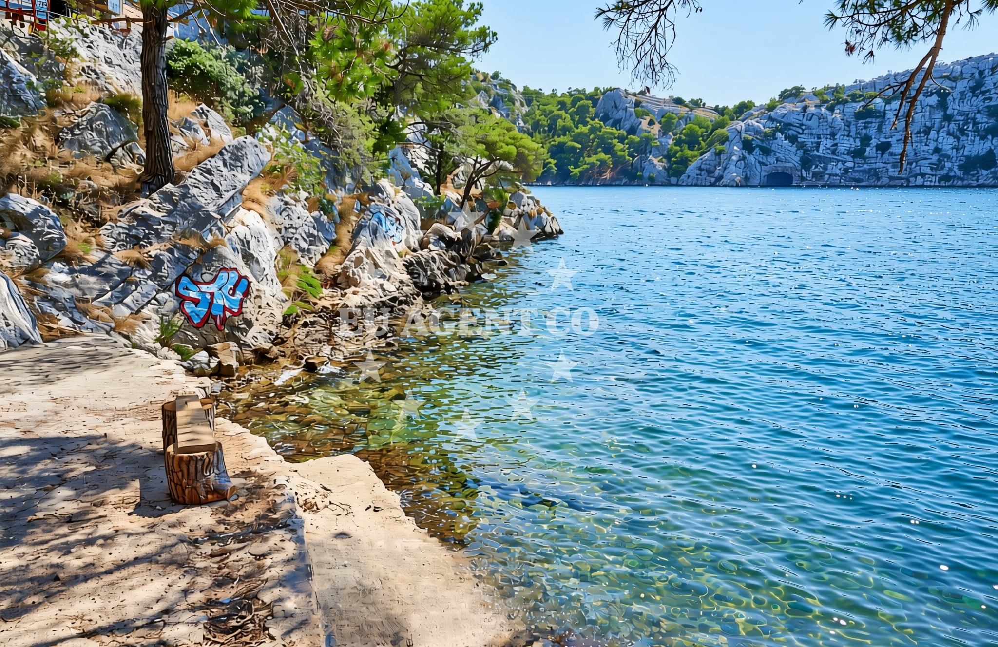 Sea and coastal view of Burnji Turan zapad, Šibenik Beach in Burnji Turan zapad
