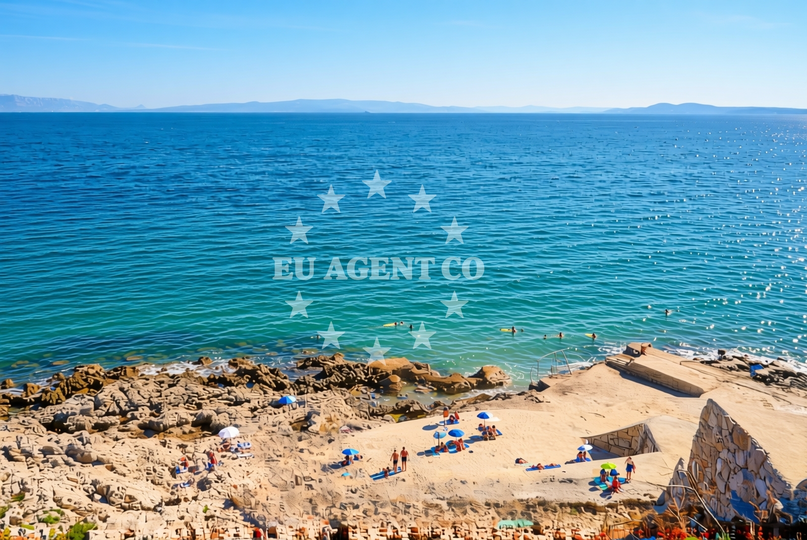 Shoreline and swimming area at Bušinci, Okrug Gornji (Čiovo) Beach in Bušinci